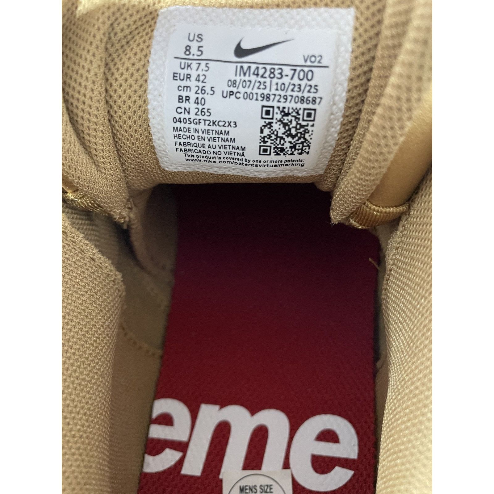 Nike NIKE SB AIR MAX 2 CB 94 SUPREME METALLIC GOLD SIZE 8.5 NEW Size US 8.5 / EU 41-42 - 7 Thumbnail