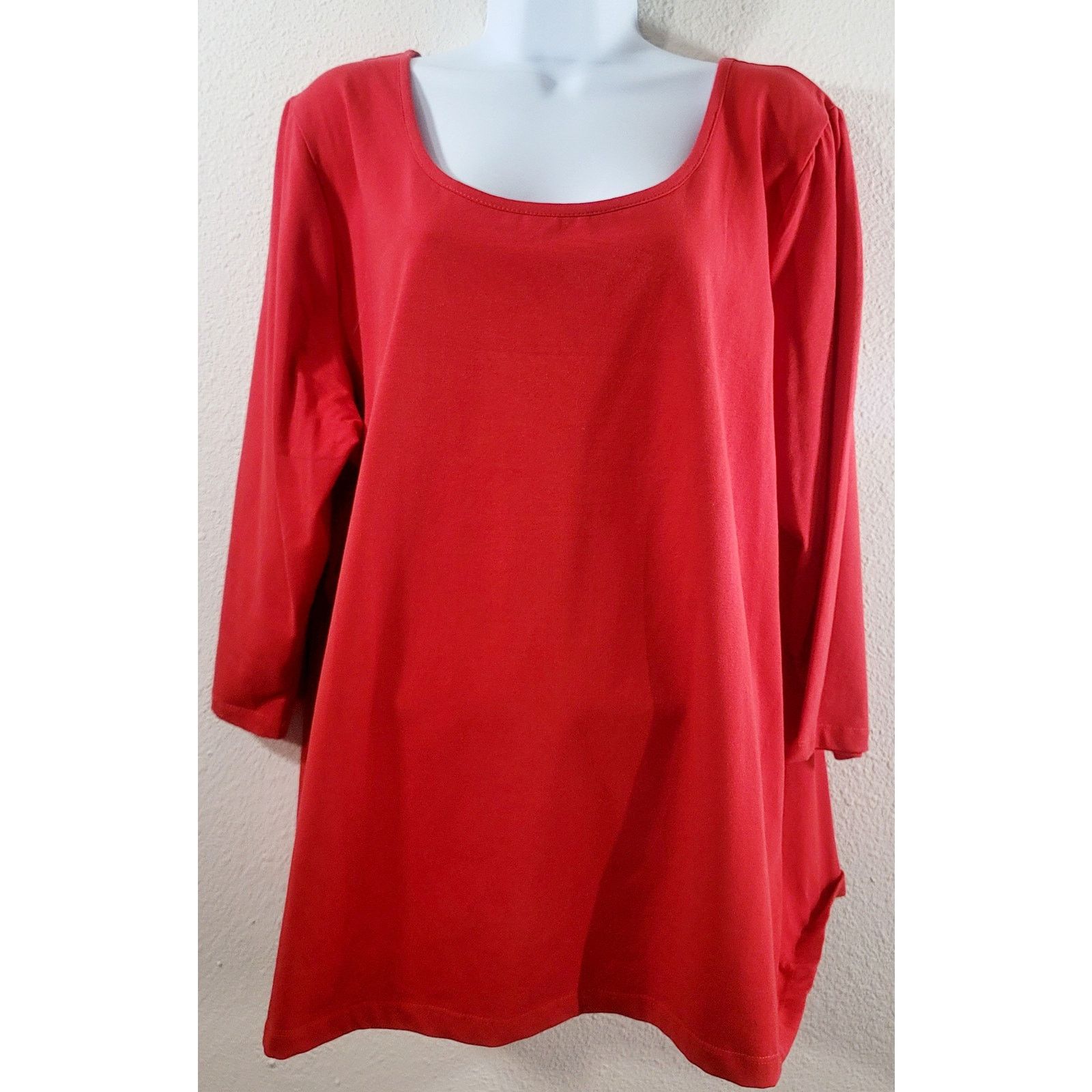 Other Jessica London Red Round Neck 3/4 Sleeve Top 22 24 NWOTS Size 3XL / US 20-22 - 1 Thumbnail