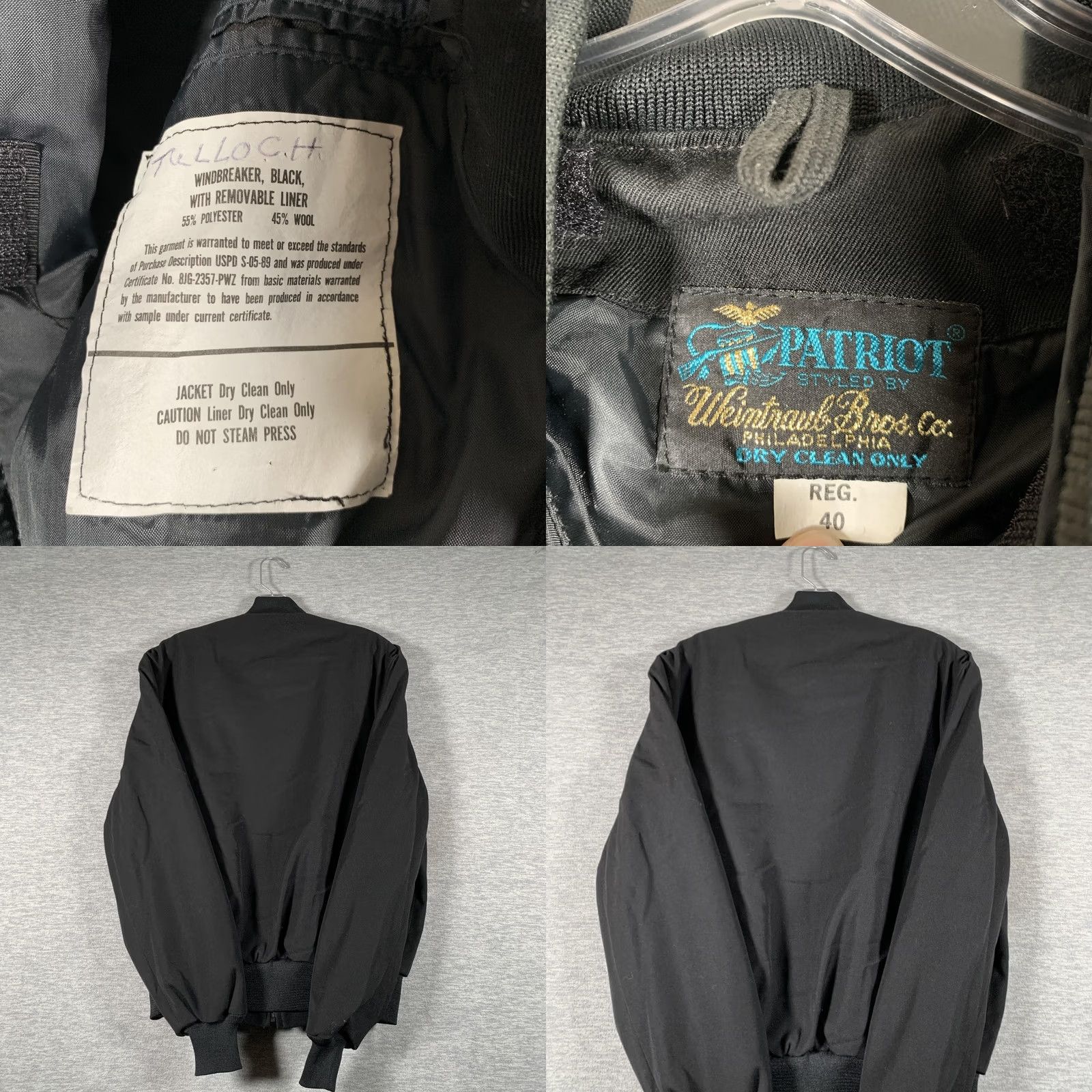 Vintage PATRIOT Jacket Mens 40 Regular Black Windbreaker Bomber Removable Liner Size US XXS / EU 40 - 8 Thumbnail