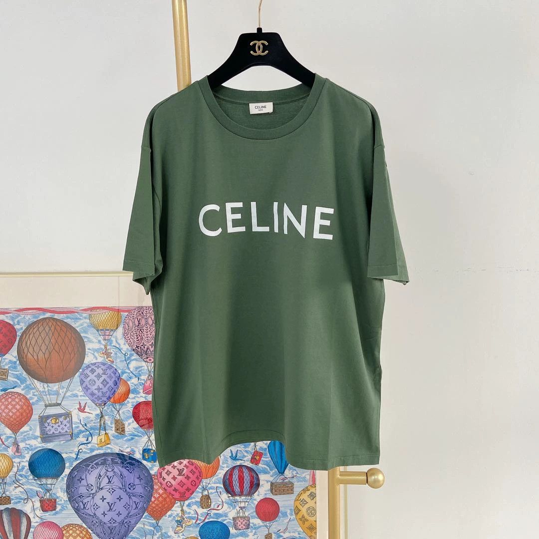Celine Celine logo green t-shirt M 9315 Size US M / EU 48-50 / 2 - 1 Thumbnail