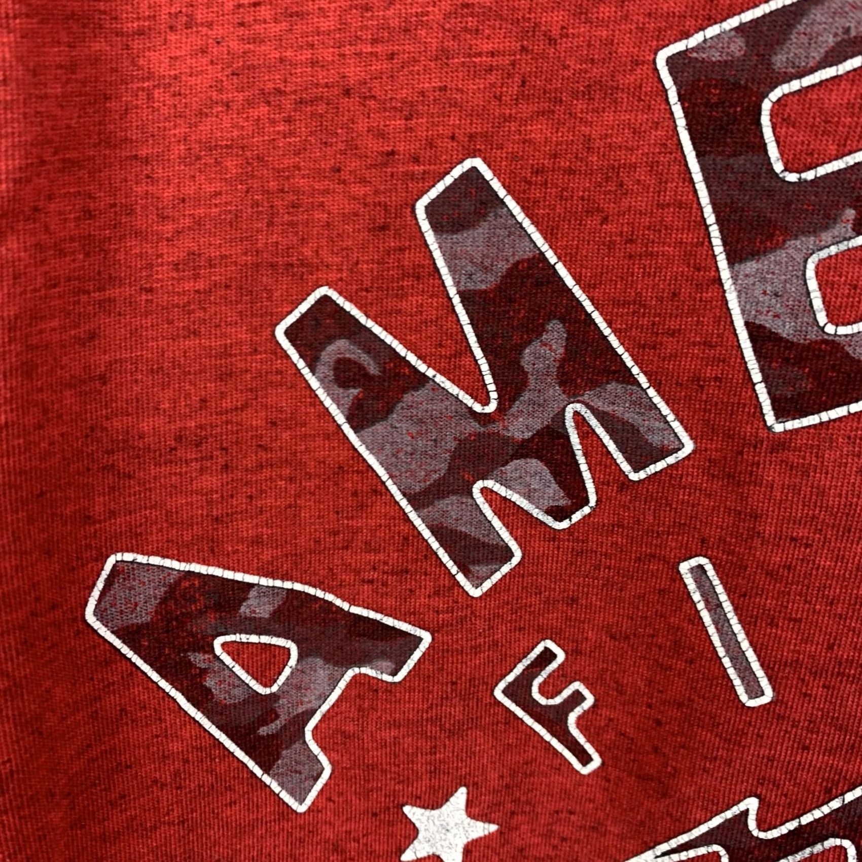 Vintage American Fighter T-Shirt Mens L Red Short Sleeve Graphic Print Tee MMA USA Fighter 90s Dock Distressed Raw Edge Graphic Double-Sided Crew Neck Size US L / EU 52-54 / 3 - 3 Thumbnail