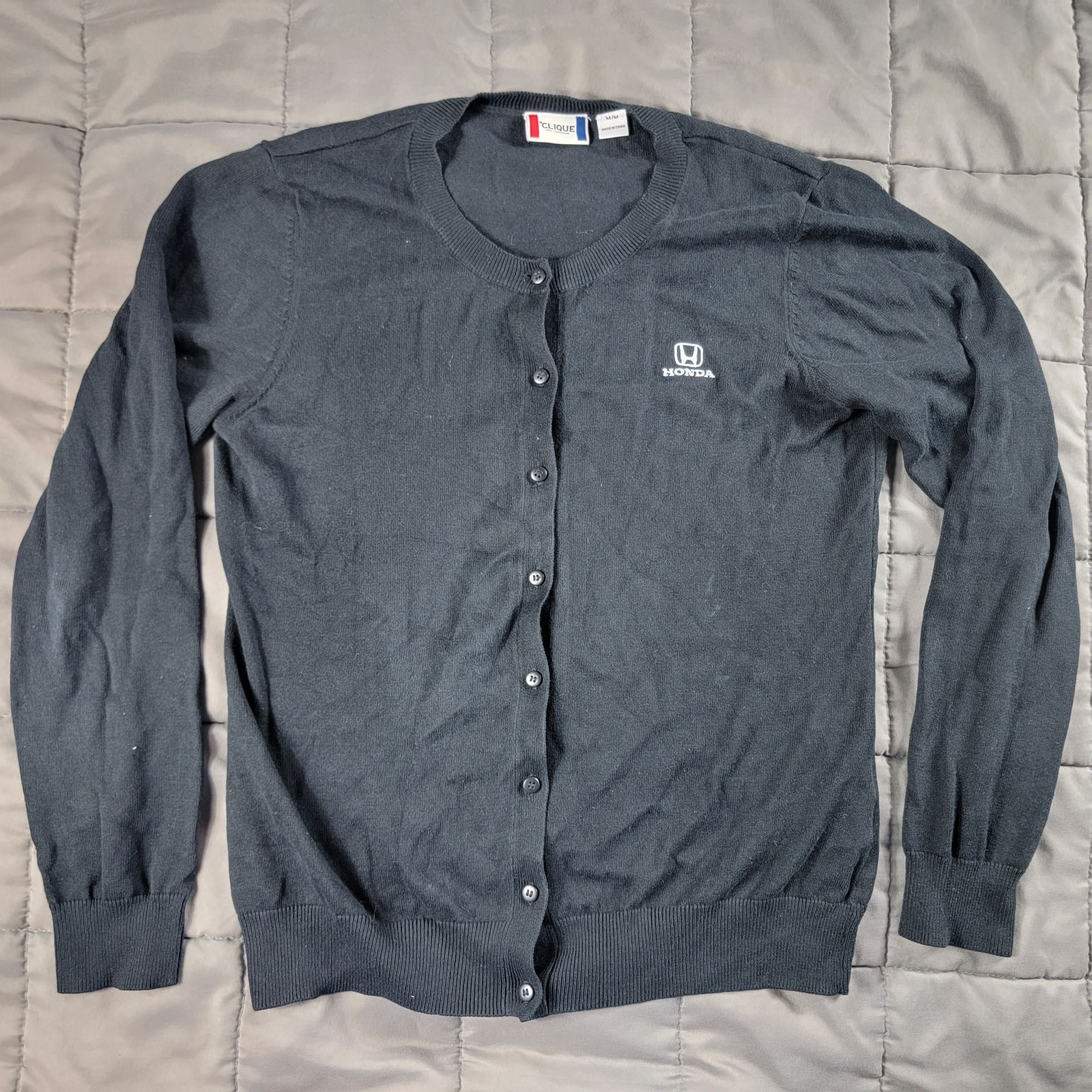 Clique Womens Medium Black Cardigan Shirt Honda Long Sleeve