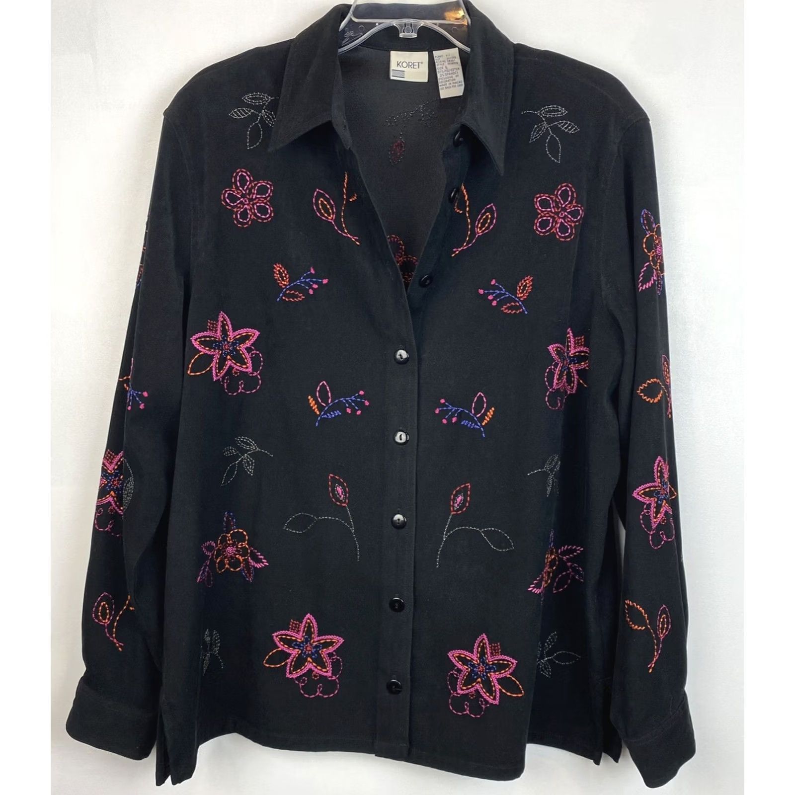 Vintage VINTAGE Koret Jacket Women L Black Faux Suede Floral Embroidered Button 90s Basic Casual Size L / US 10 / IT 46 - 2 Thumbnail