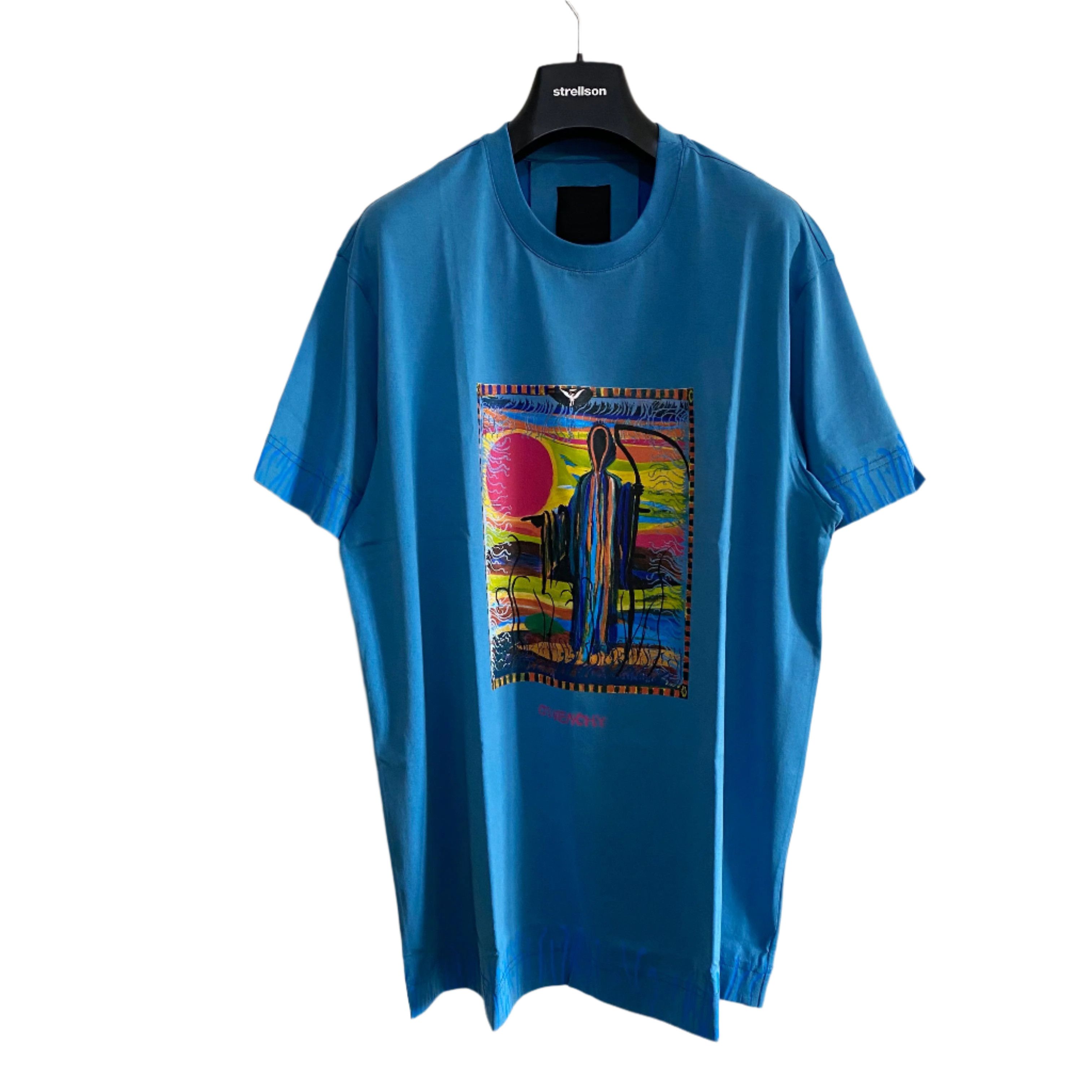 Givenchy x Josh Smith Blue Reaper Logo Print T-Shirt Size US M / EU 48-50 / 2 - 1 Thumbnail