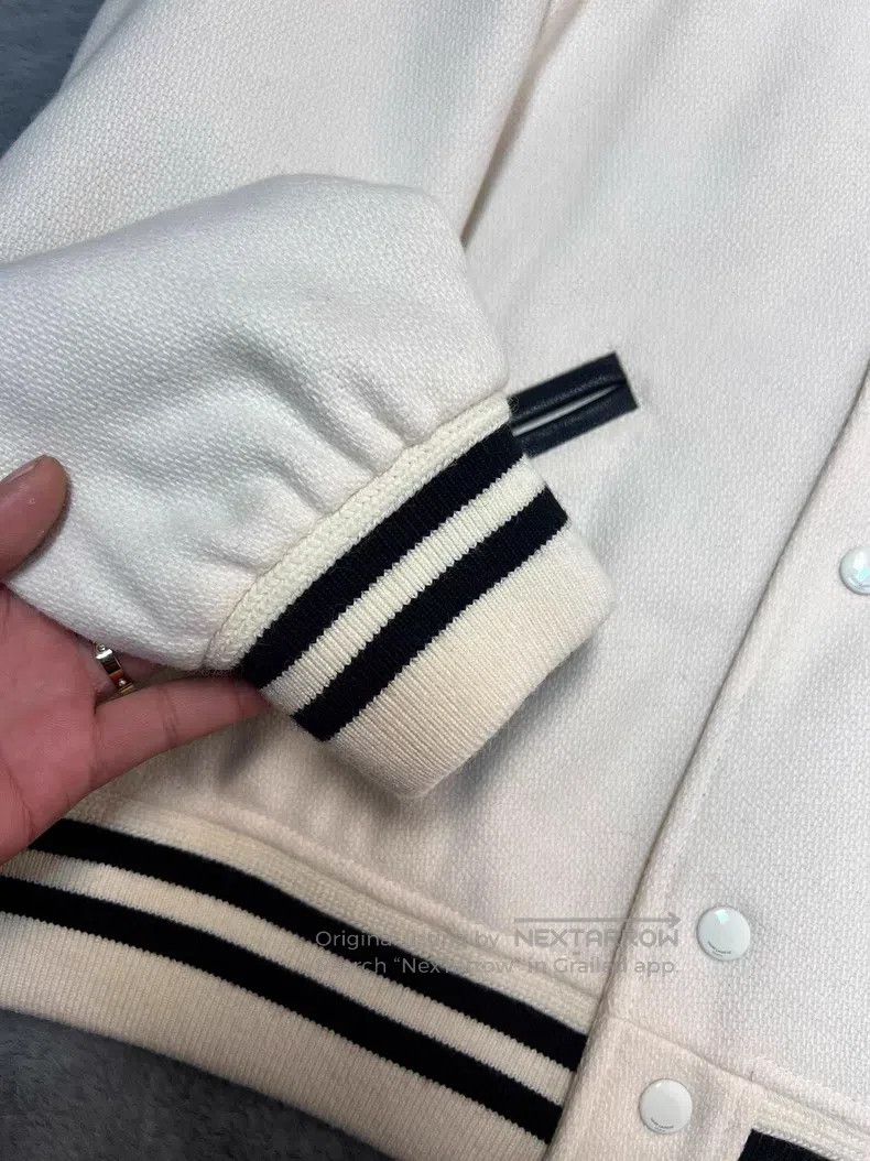 Saint Laurent Paris Saint Laurent Paris White Leather Trim Wool Baseball Jacke Size US L / EU 52-54 / 3 - 6 Thumbnail