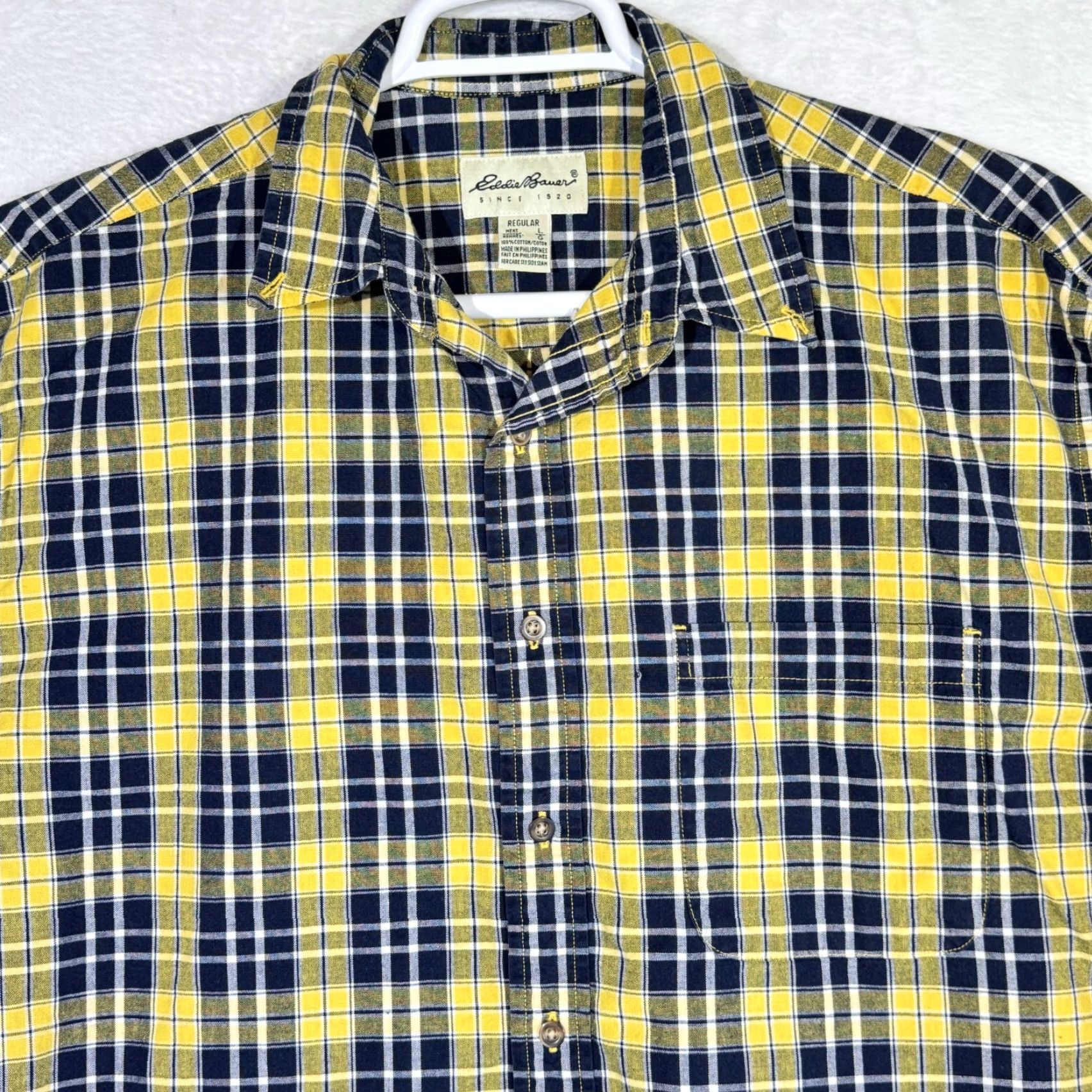 Eddie Bauer Eddie Bauer Shirt Black Yellow Plaid 100% Cotton Button-Down L Mens Size US L / EU 52-54 / 3 - 3 Thumbnail