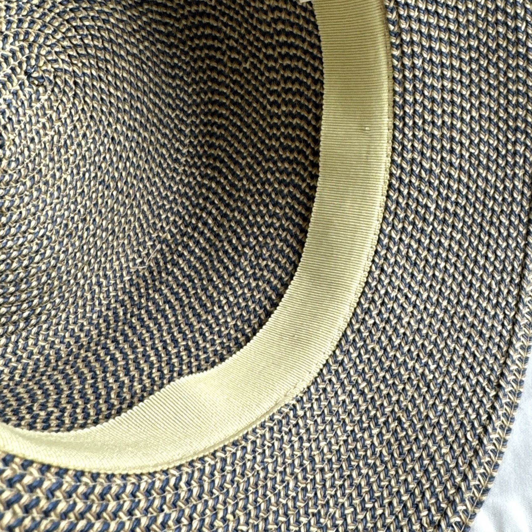 Vintage VINTAGE Ariane Millinery Bucket Hat Tan Navy Blue Two-Tone Braided Summer Beach Size ONE SIZE - 6 Thumbnail