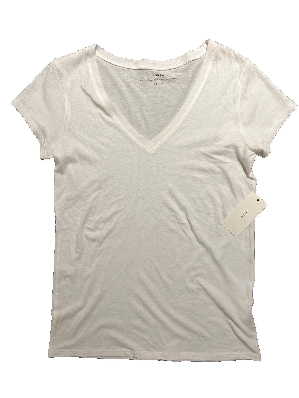 Vince Vince. Pima Cotton V-Neck Tee White ( XS ) Size XS / US 0-2 / IT 36-38 - 2 Thumbnail