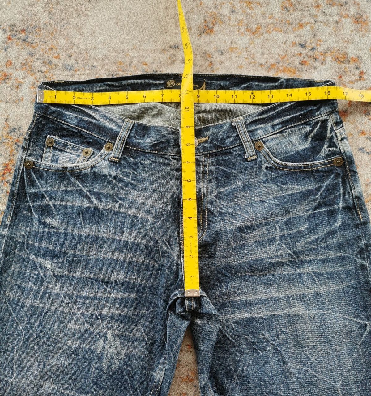 Japanese Brand Whiskers Grandmind Oririn Jeans Distressed Denim Size US 33 - 12 Thumbnail