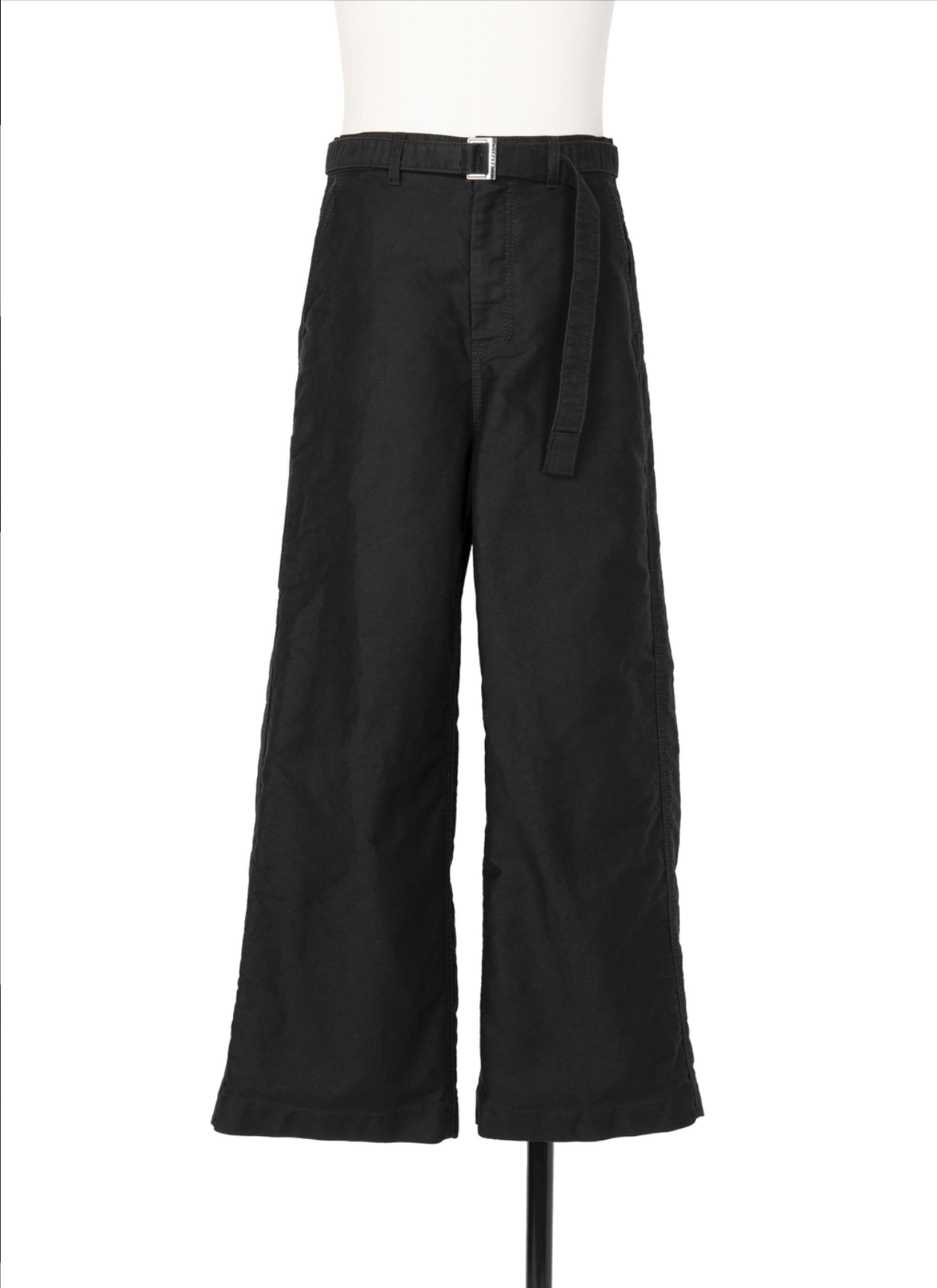 Sacai Black Wide-Leg Belted Cotton-Moleskin Trousers Size US 30 / EU 46 - 1 Thumbnail