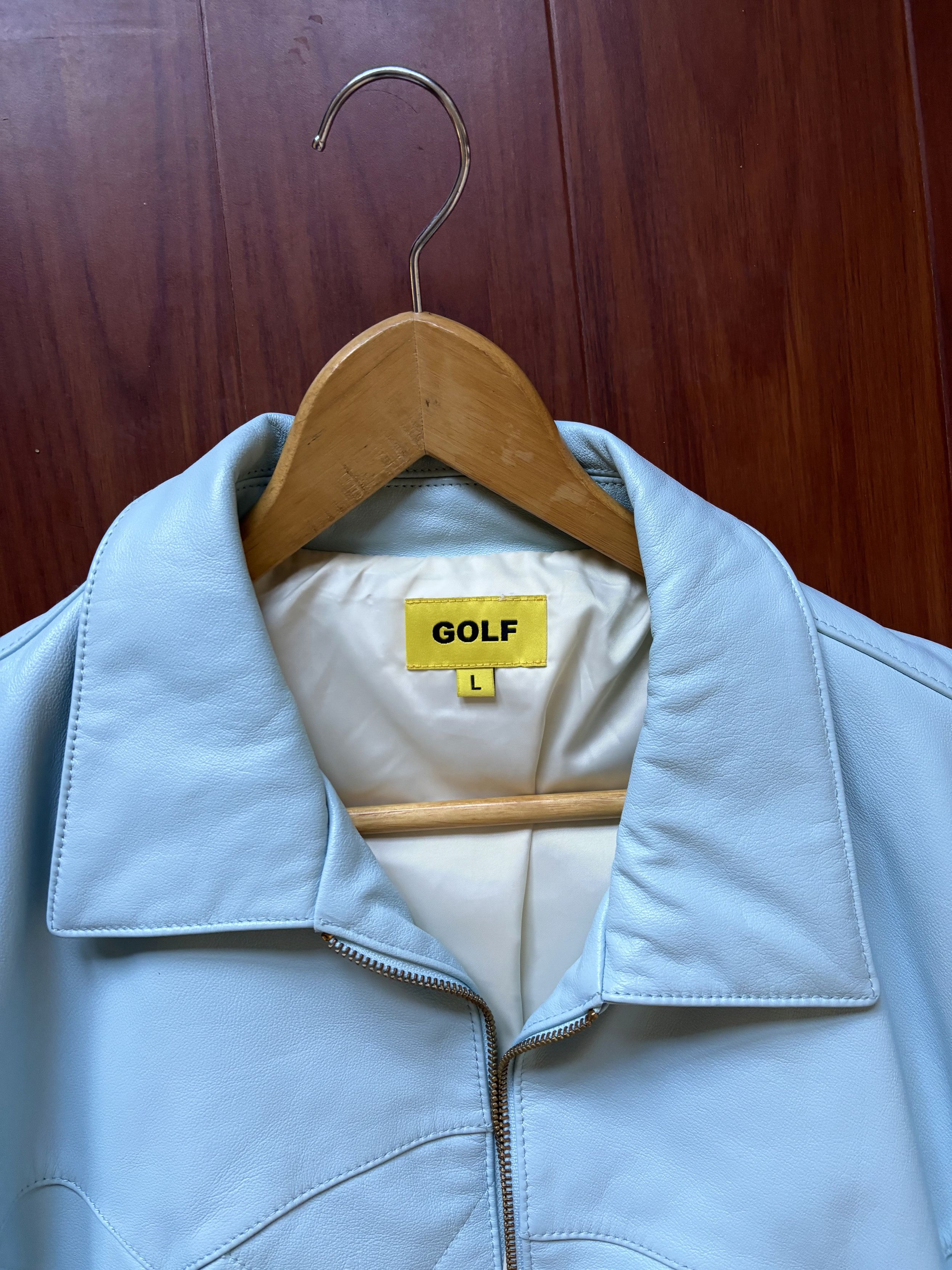 Golf Wang Blue Quilted Golf Wang Leather Jacket | Grailed
