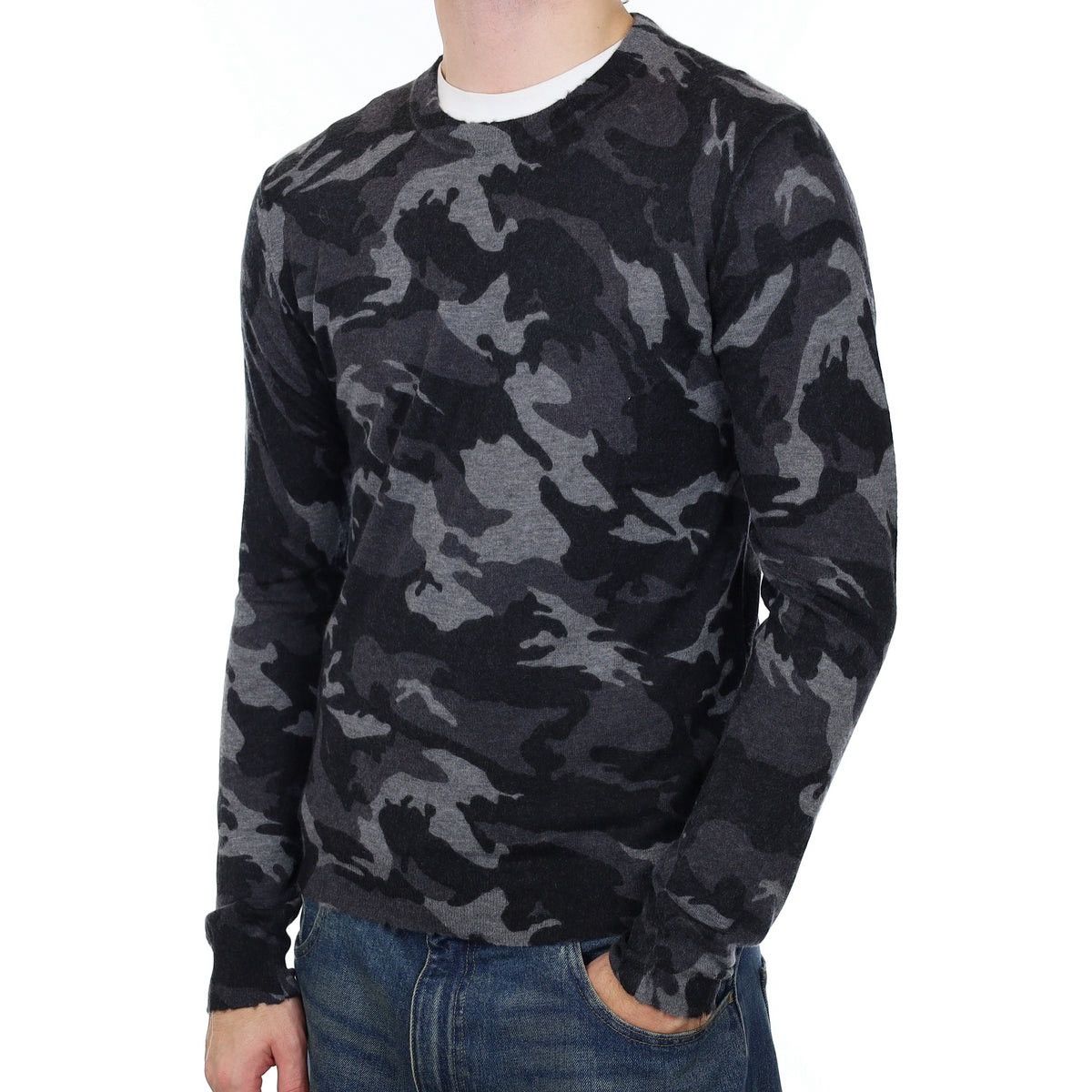 Zadig & Voltaire ZADIG & VOLTAIRE GREY CAMOUFLAGE CASHMERE CREWNECK JUMPER Size US M / EU 48-50 / 2 - 1 Thumbnail