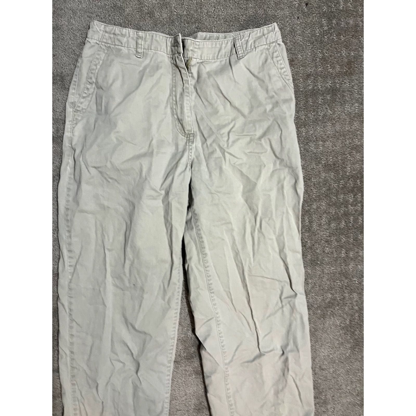 Vintage LL Bean Pants Women 12 m/Tall Beige Cotton Stretch Chino Classic Fit 32in Inseam Womens Size ONE SIZE - 2 Thumbnail