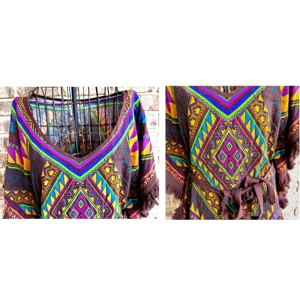 Vintage Vintage Flying Tomato Kimono Fringed Top Small Boho Tribal Size S / US 4 / IT 40 - 3 Thumbnail