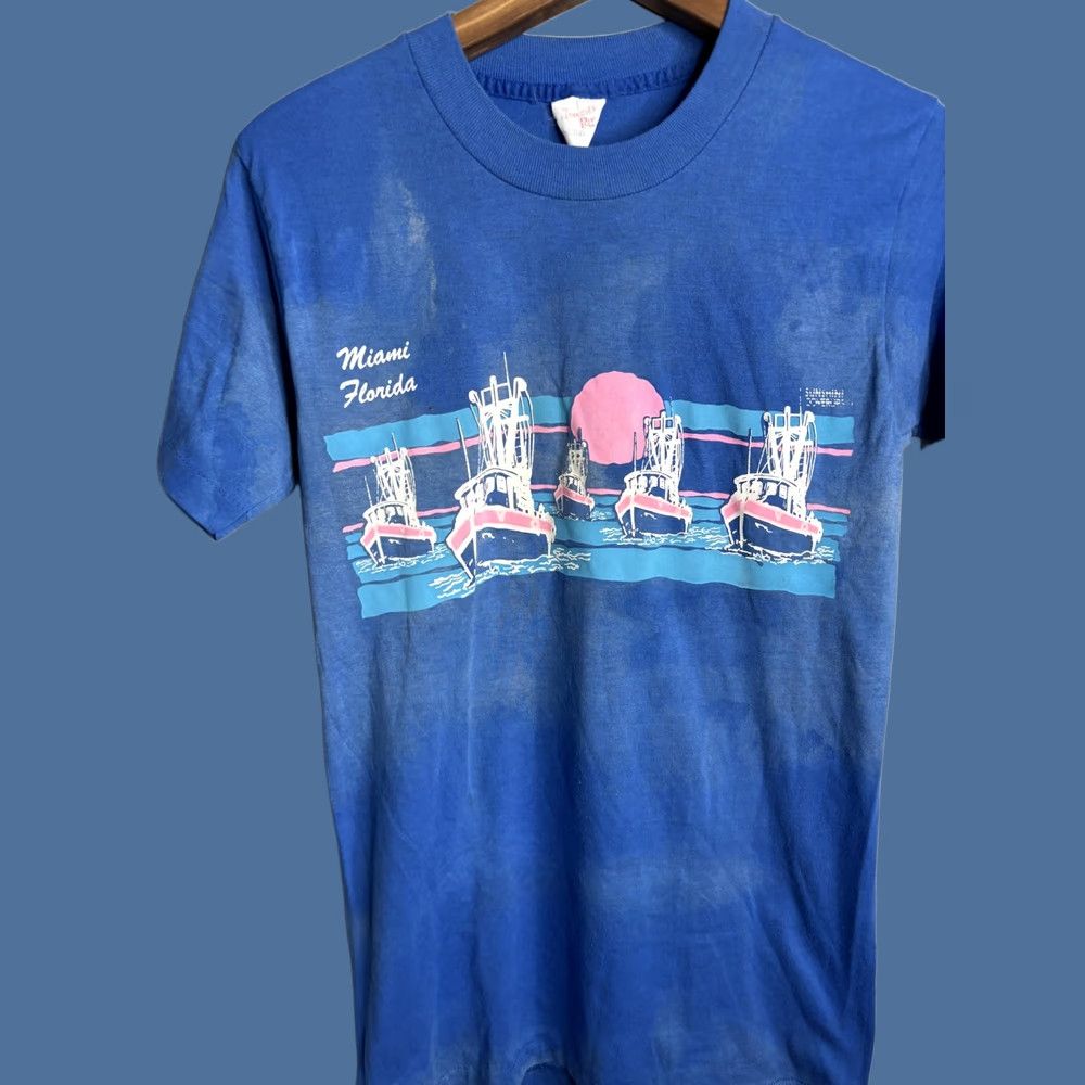Vintage VINTAGE Miami Florida Shirt Mens Small Blue Boats Sunset 80s Tennessee River Tee Size US S / EU 44-46 / 1 - 1 Thumbnail