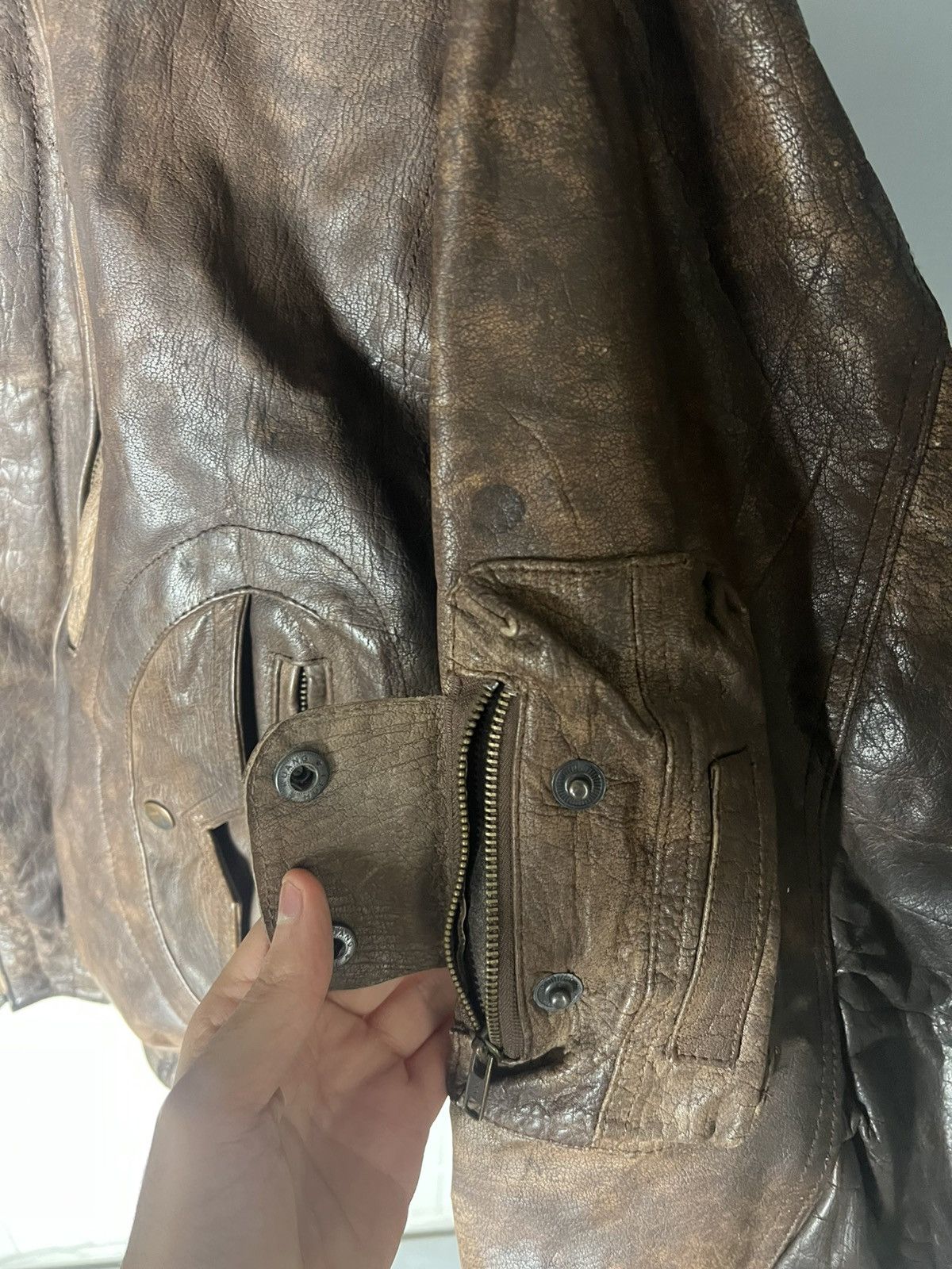 Genuine Leather VINTAGE GENUINE LEATHER BOMBER JACKET MOTORCYCLE RETRO 90s Size US M / EU 48-50 / 2 - 10 Thumbnail