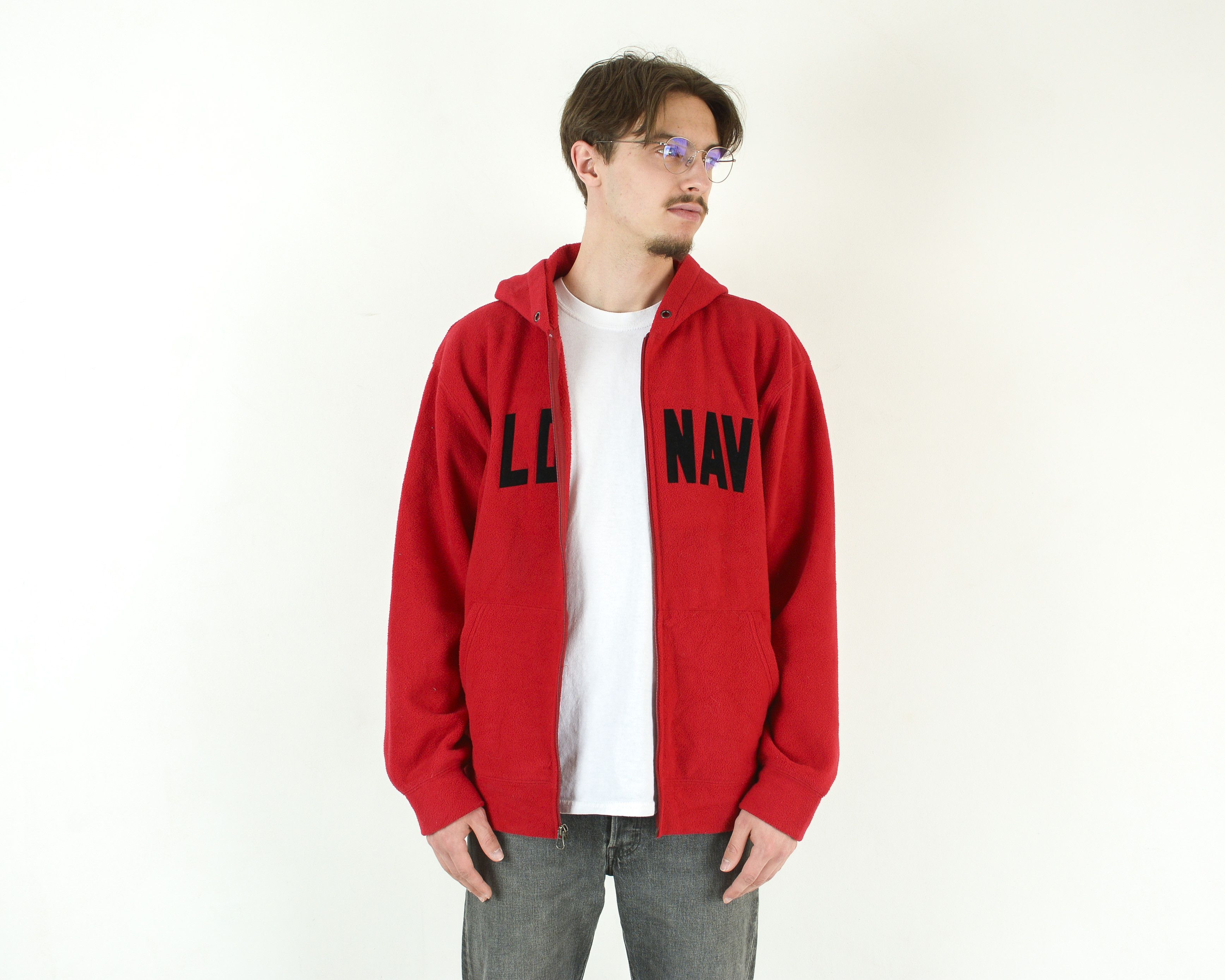 Old Navy y2k Men Fleece Hoodie Zip Jumper Sweatshirt Red Logo Top VTG Size US M / EU 48-50 / 2 - 1 Thumbnail