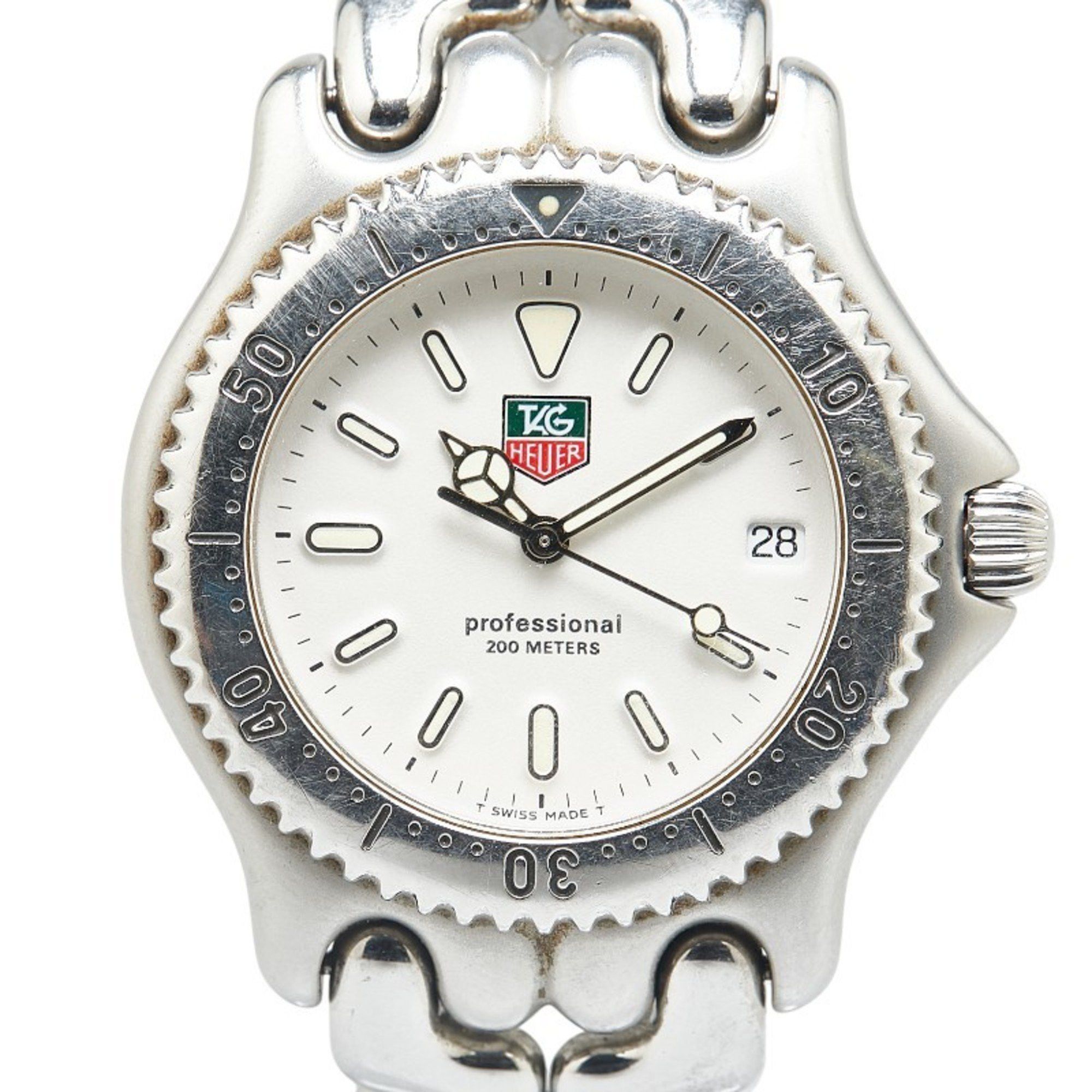 TAG Heuer Professional Watch S99.006 Quartz White Dial Stainless Steel Men's HEUER