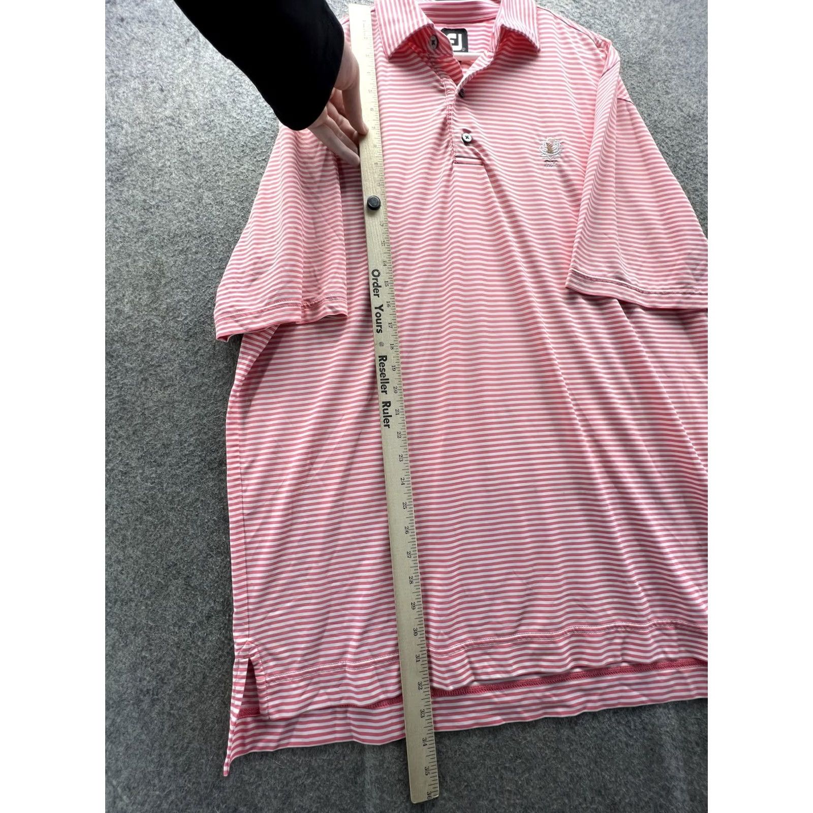 Footjoy FootJoy Polo Shirt Mens L Pink Stripe Short Sleeve Golf Performance Logo Jersey Size US L / EU 52-54 / 3 - 4 Thumbnail