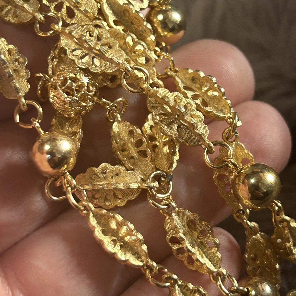 Vintage Vintage unique gold filigree link chain necklace Size ONE SIZE - 7 Thumbnail