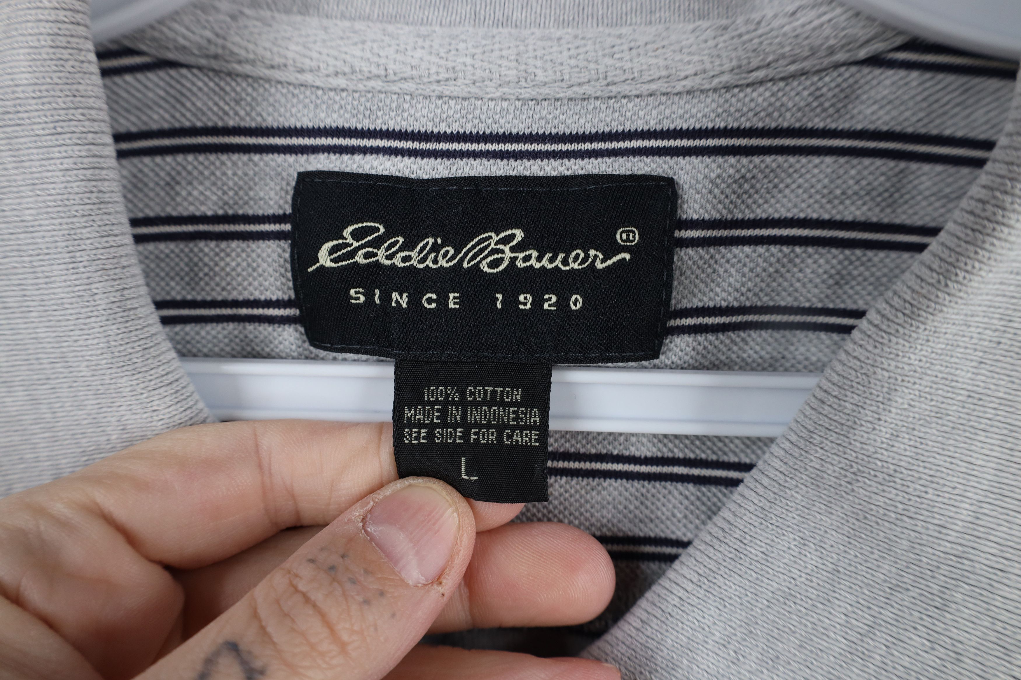 Eddie Bauer × Vintage Vintage 90s Eddie Bauer Striped Collared Golf Polo Shirt Size US L / EU 52-54 / 3 - 10 Thumbnail
