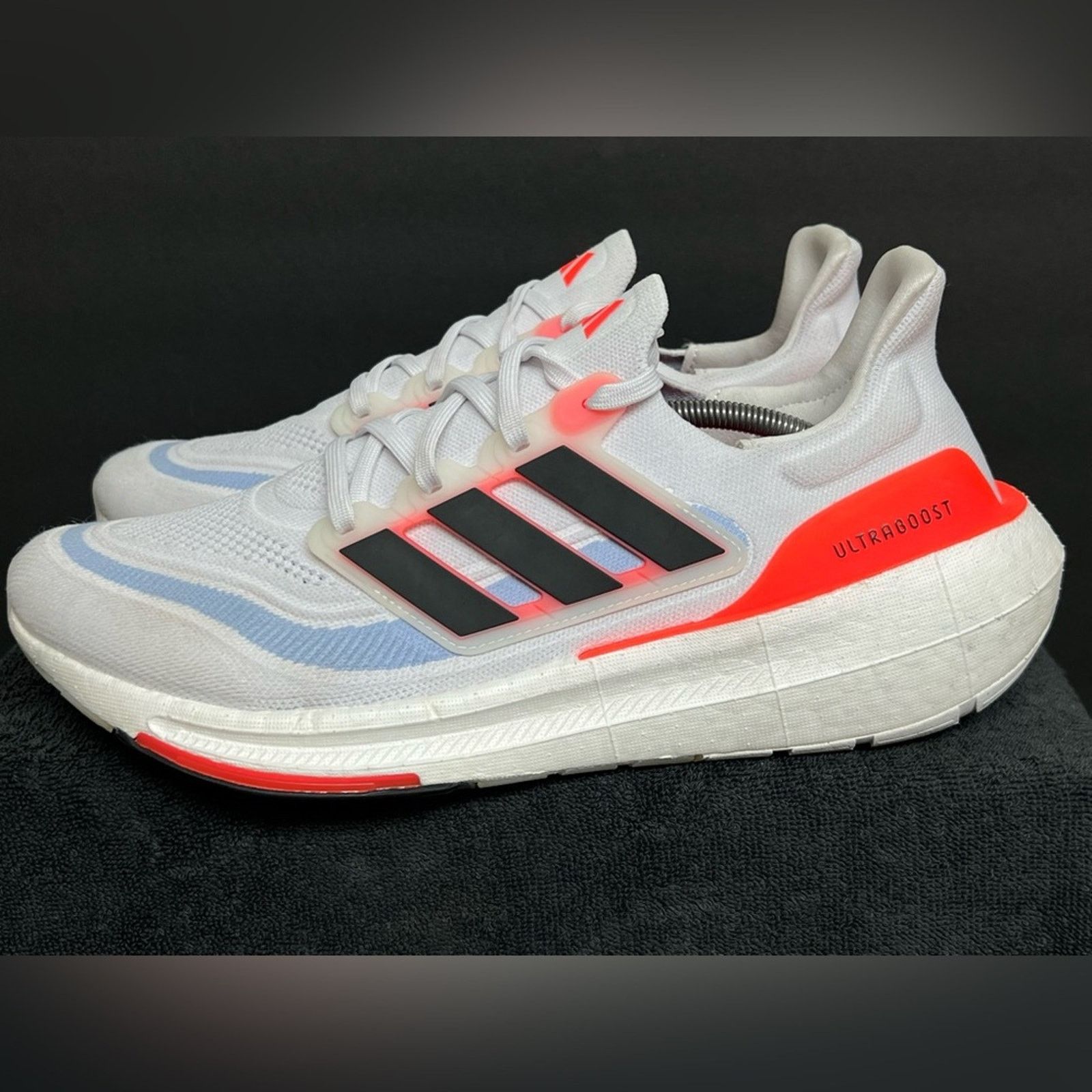 Adidas Ultraboost Men's White Black Solar Red Running Shoes (Size 13)