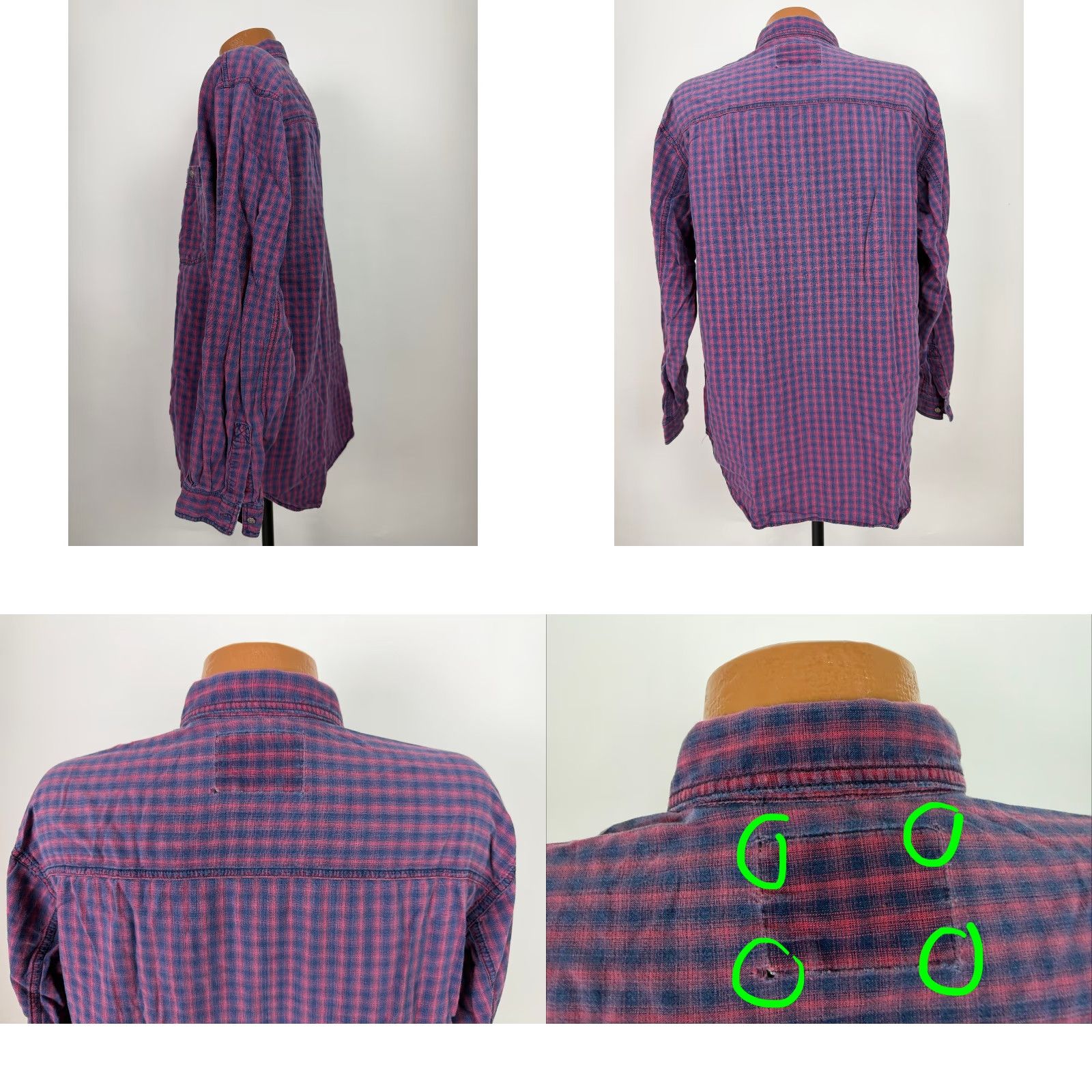 Levi's VINTAGE Levi's Work Shirt Men L Plaid 90s Distressed Button-Up Indigo Blue Cotton Long Sleeve Size US L / EU 52-54 / 3 - 8 Thumbnail
