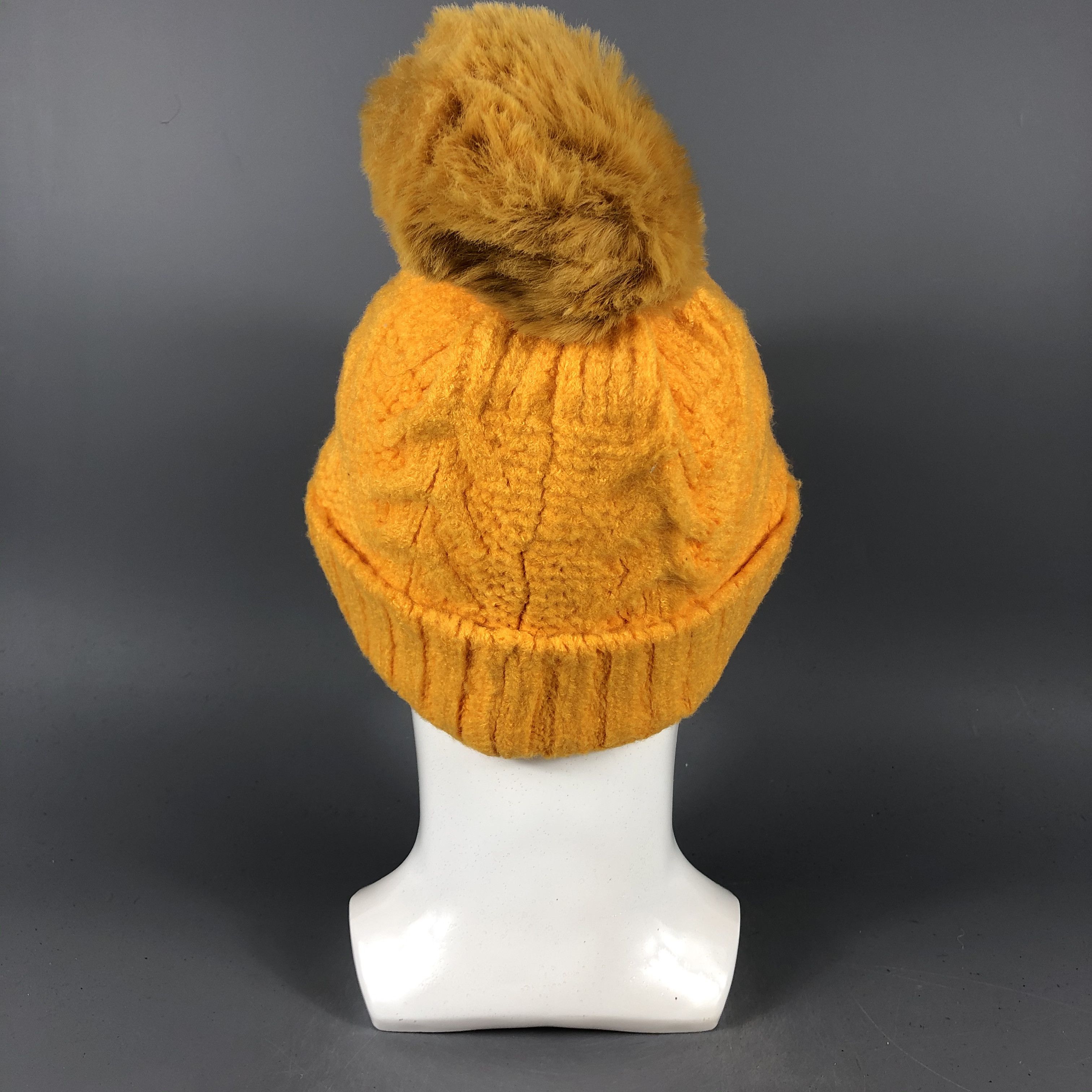 Vintage Unknown Yellow Bobble Ribbed Knit Beanie Snow Hat -D820 Size ONE SIZE - 2 Thumbnail
