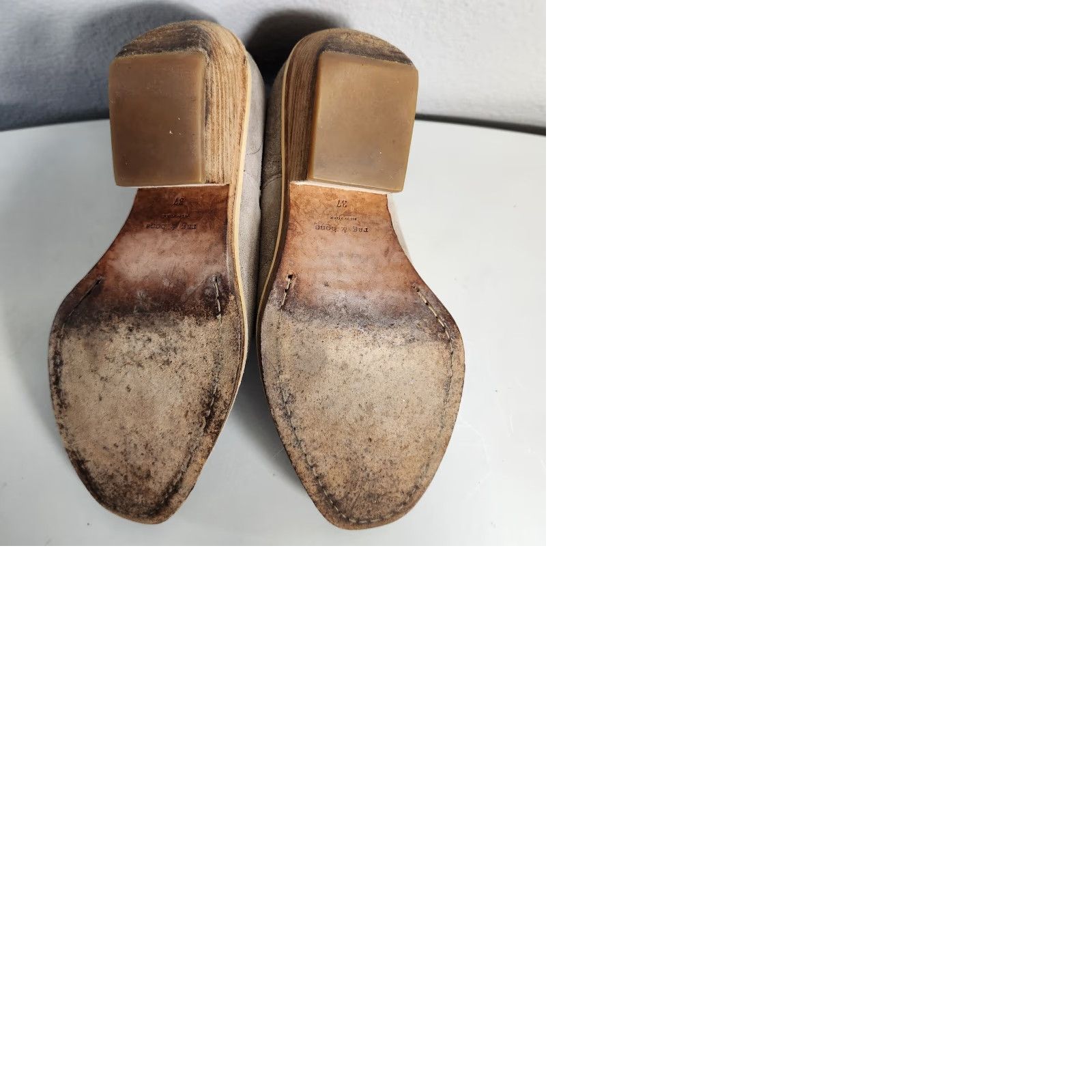 Rag & Bone rag & bone Finlay Western Booties-Size 7 Women Suede Block Heel Almond Toe Beige Stone Leather Lining 2.5" Vintage No Size US 7 / IT 37 - 9 Thumbnail