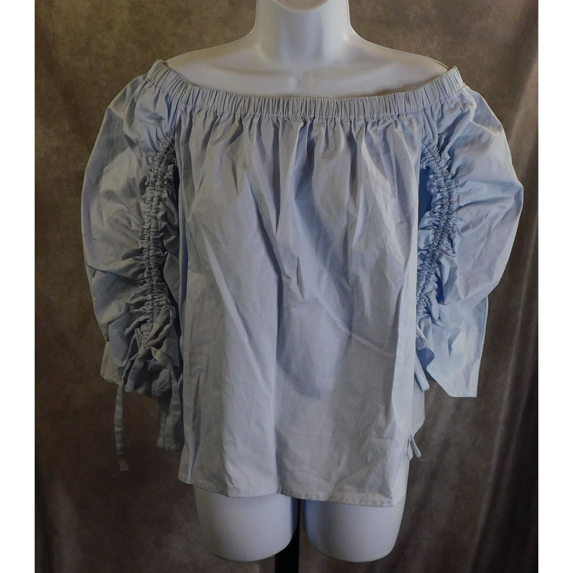 Blush Blush Off Shoulder Pastel Blue Peasant Top NWT Size XS / US 0-2 / IT 36-38 - 1 Thumbnail