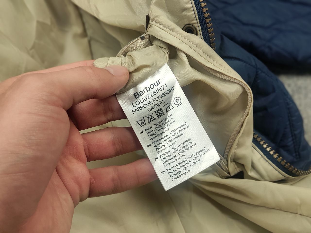 Barbour flyweight cavalry quilted Pocket Classic Zip jacket
