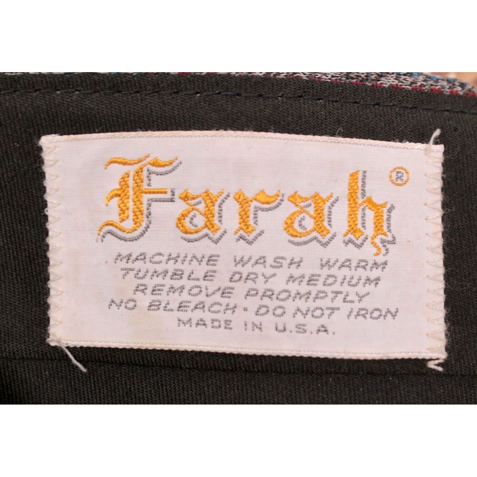 Farah VINTAGE Farah Mens VTG 1970s NOS Grey & Red Plaid Flare Pants Sz 27x32 70s Polyester Disco Size US 27 - 5 Thumbnail
