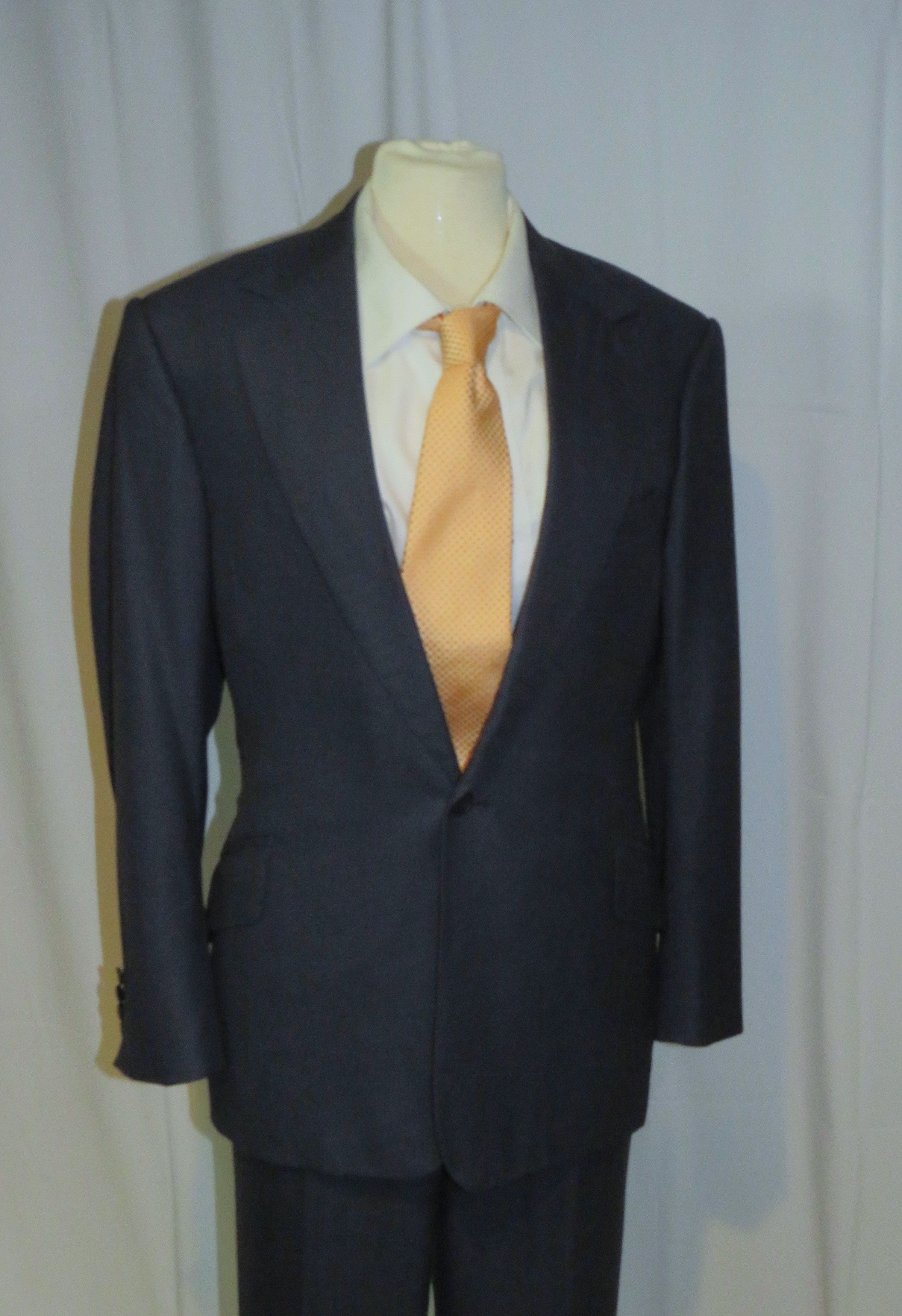 Huntsman × Savile Row Bespoke 2022 Navy Blue Birdseye One Button Suit 34S Size 34S - 8 Thumbnail