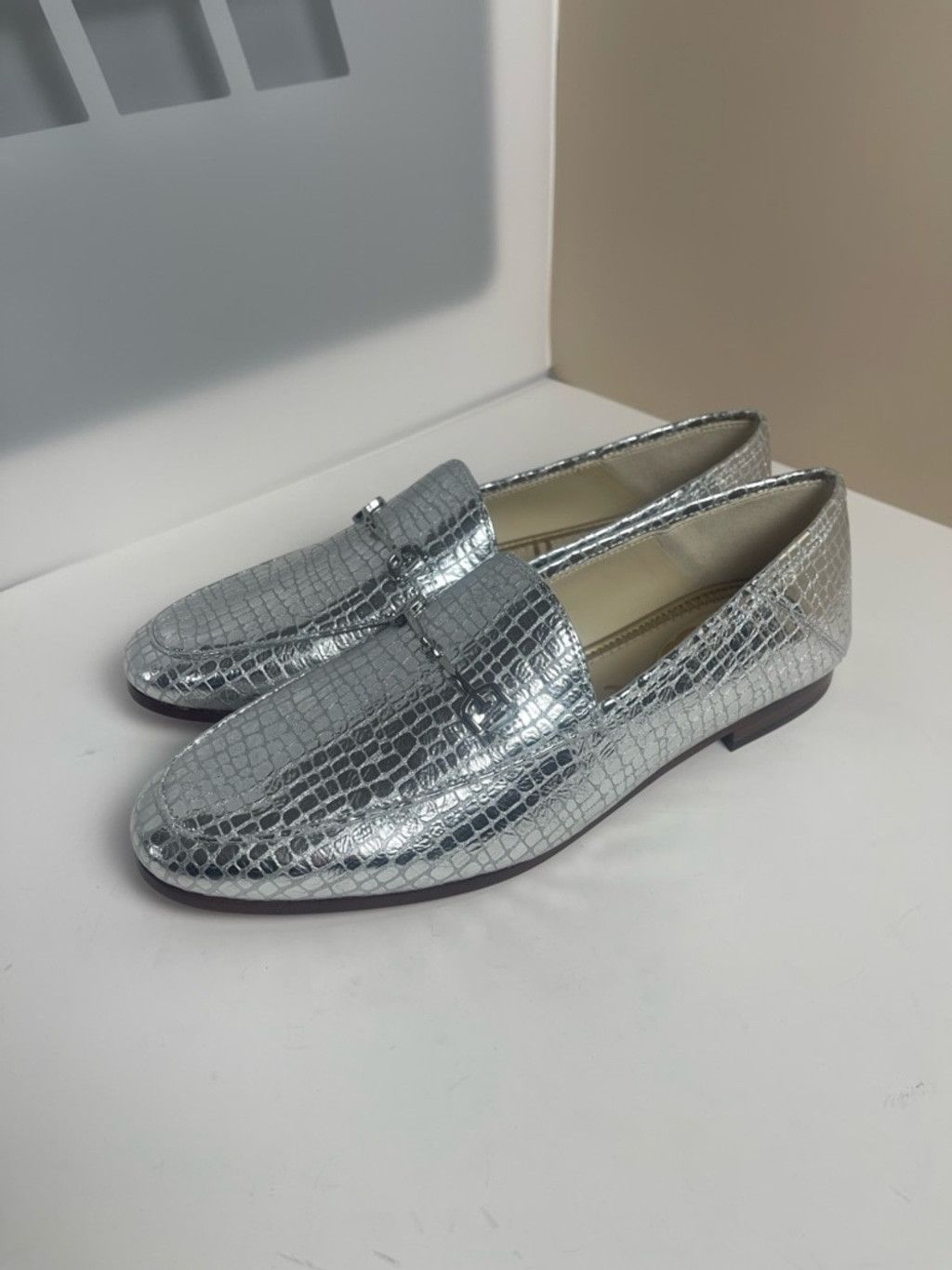 Sam Edelman Sam Edelman Loraine Leather Loafers 9 Silver Metallic Croco Size US 9 / IT 39 - 8 Thumbnail
