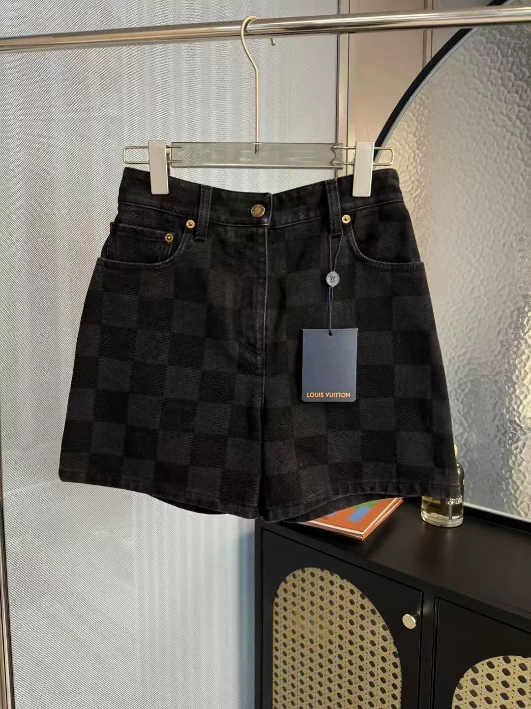 Louis Vuitton Louis Vuitton Black Checker Denim Shorts Size 36" / US 14 / IT 50 - 1 Thumbnail