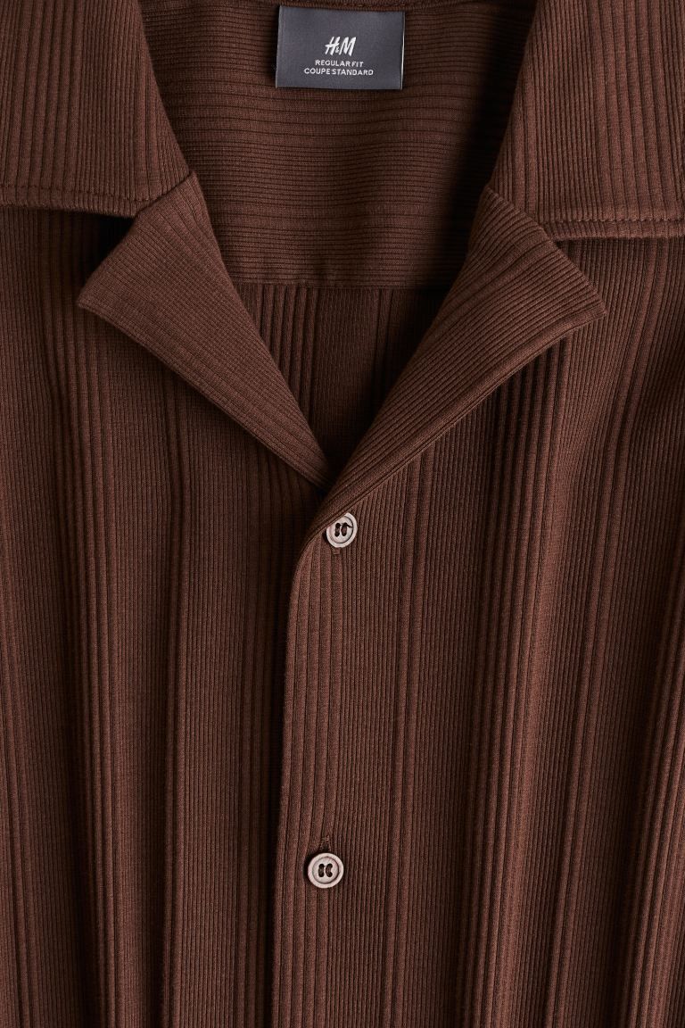H&M Regular Fit Ribbed Resort Shirt Size US S / EU 44-46 / 1 - 2 Thumbnail