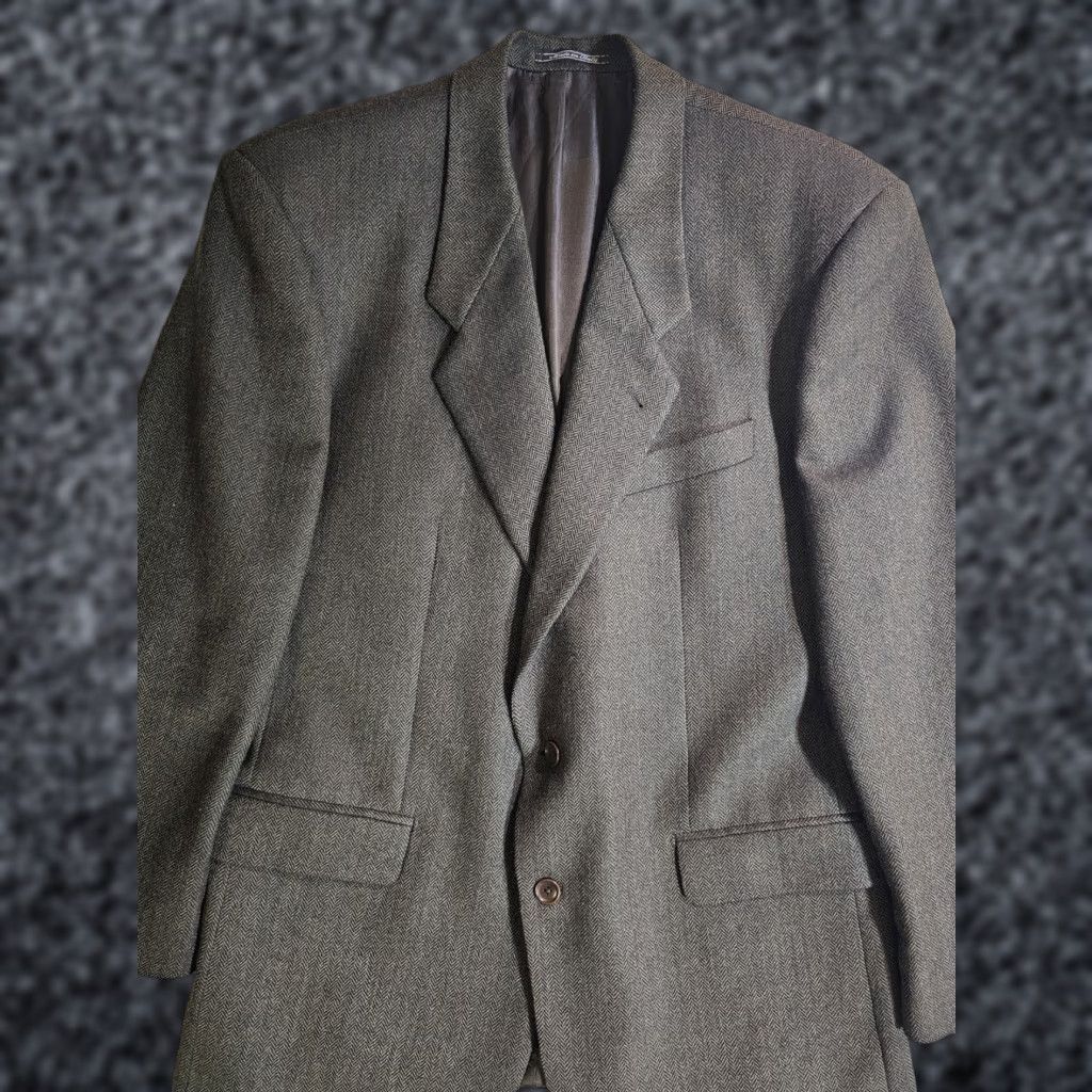 Lubiam VINTAGE Lubiam 1911 Herringbone Cashmere Lana Wool Blend Blazer/Sport Coat Mens Sz 44 Lg Brown Size 44R - 1 Thumbnail