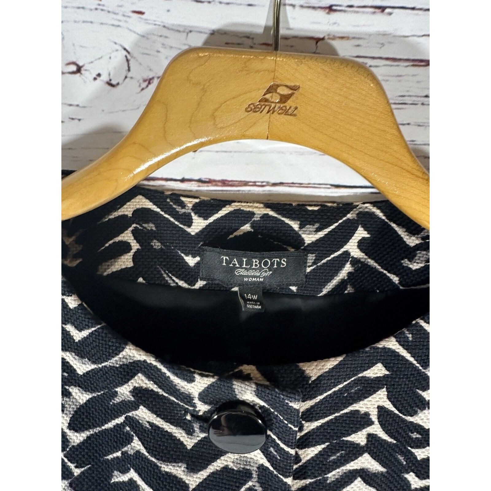 Talbots Talbots Dress Coat Overcoat Black & White Abstract Herringbo Size XL / US 12-14 / IT 48-50 - 3 Thumbnail