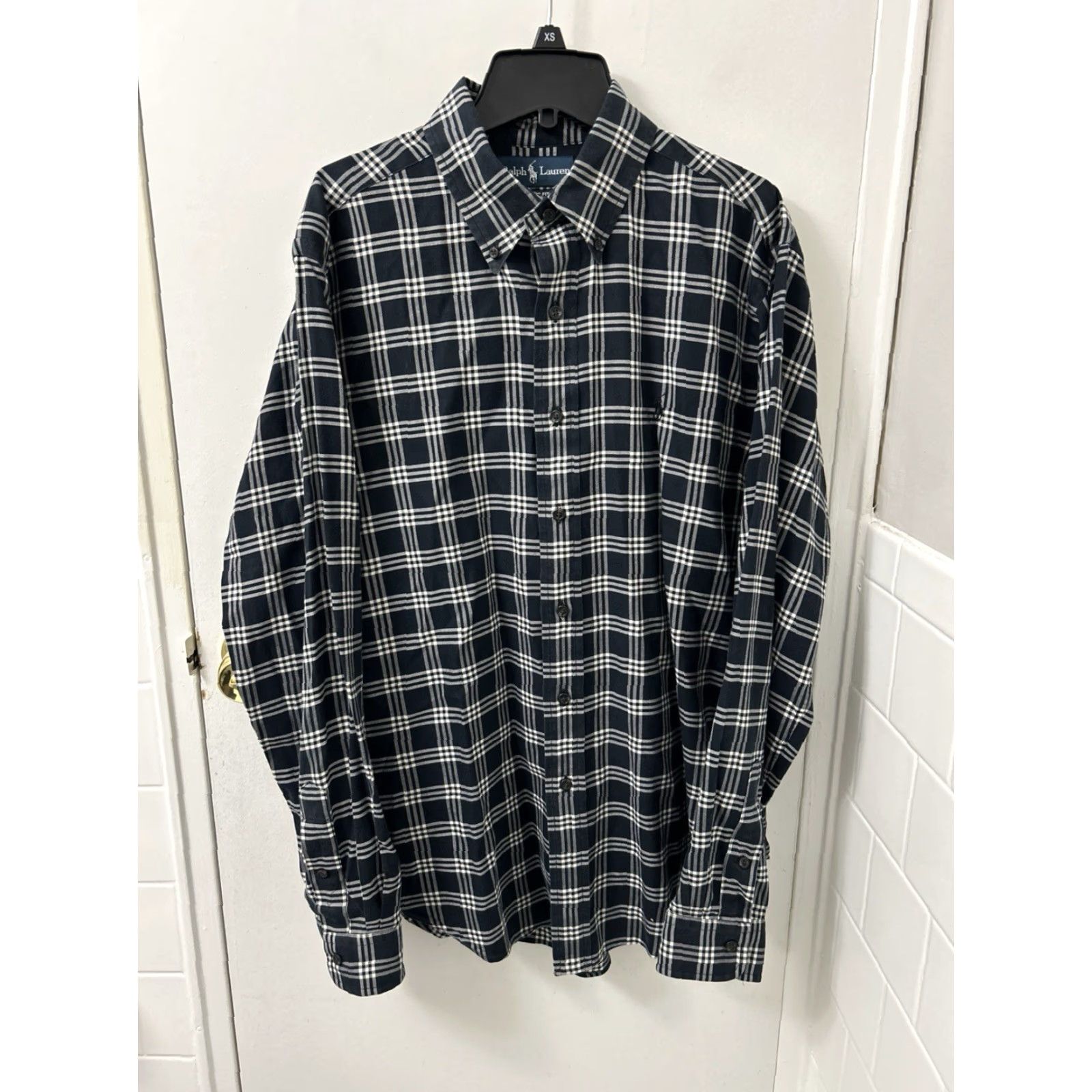 Ralph Lauren VINTAGE Ralph Lauren Shirt Mens L Navy Blue Plaid Classic Fit Button Down L/S Size US L / EU 52-54 / 3 - 2 Thumbnail
