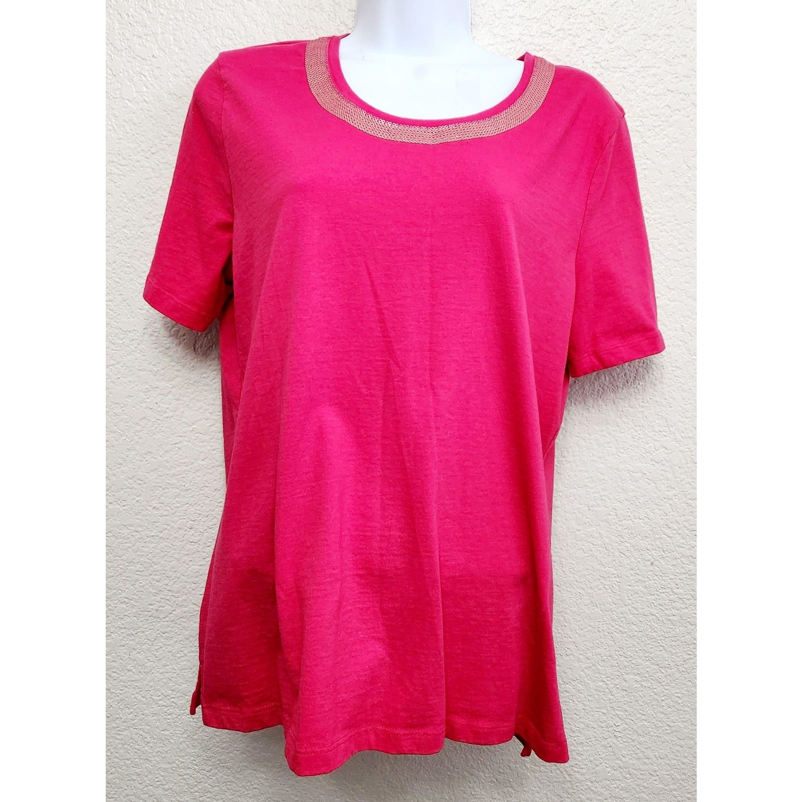 Other A La Carte For Draper's & Damon's Pink Sequin Neck Top Large Size L / US 10 / IT 46 - 1 Thumbnail