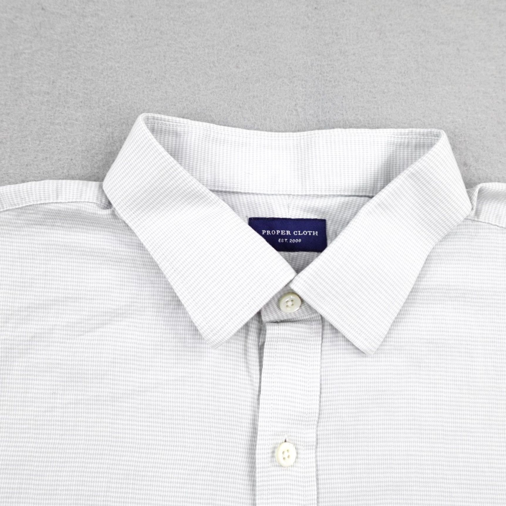 Proper Cloth PROPER CLOTH Dress Shirt Mens XL Gray White Micro Check Long Sleeve Cotton Size US XL / EU 56 / 4 - 2 Thumbnail