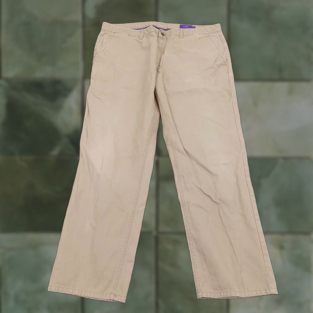 Tallia Tallia Mens Beige Chino Straight Fit Pants 38x30 Flat Front Casual Size US 38 / EU 54 - 1 Thumbnail