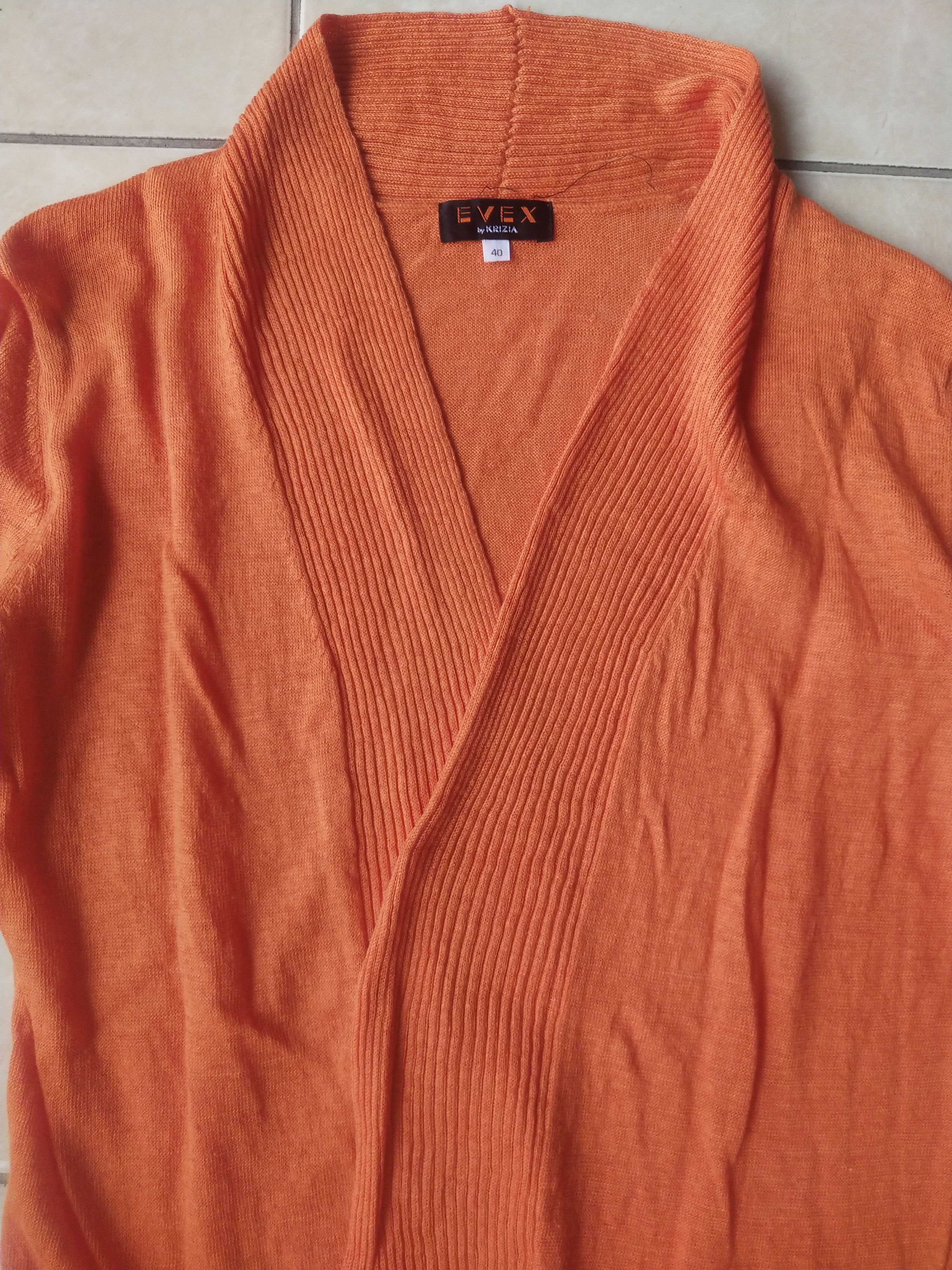Krizia Uomo Evex by Krizia Sanyo Shokai 100% Linen Orange Cardigan Size M / US 6-8 / IT 42-44 - 2 Thumbnail