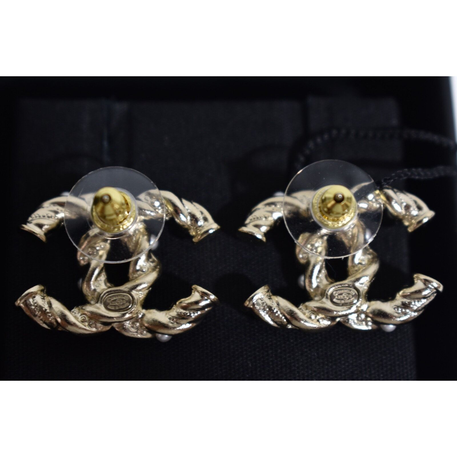 Chanel Chanel Gold Pearl Crystal Classic Statement Stud Earrings Size ONE SIZE - 10 Thumbnail