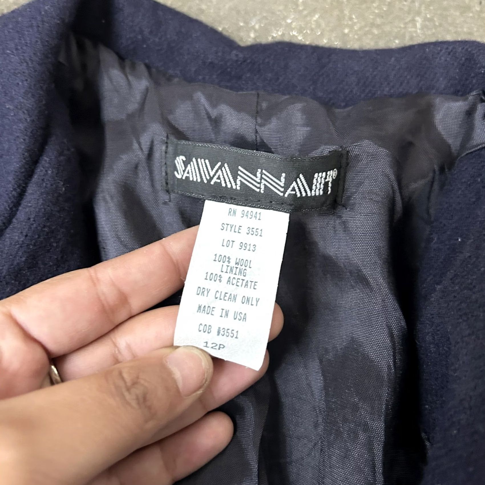 Vintage VINTAGE Savannah Blazer Womens 12P Navy 100% Wool Lined Made USA Classic 90s Size XL / US 12-14 / IT 48-50 - 3 Thumbnail