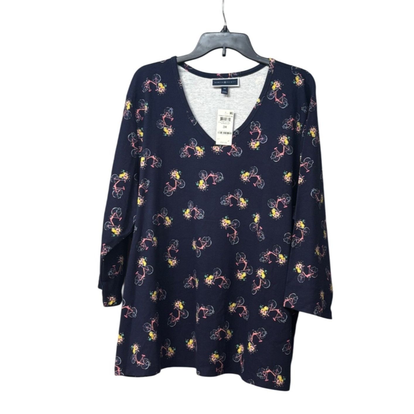 Other Karen Scott Plus Size 3/4-Sleeve Bicycle Dream Top, Intrepid Size ONE SIZE - 8 Thumbnail