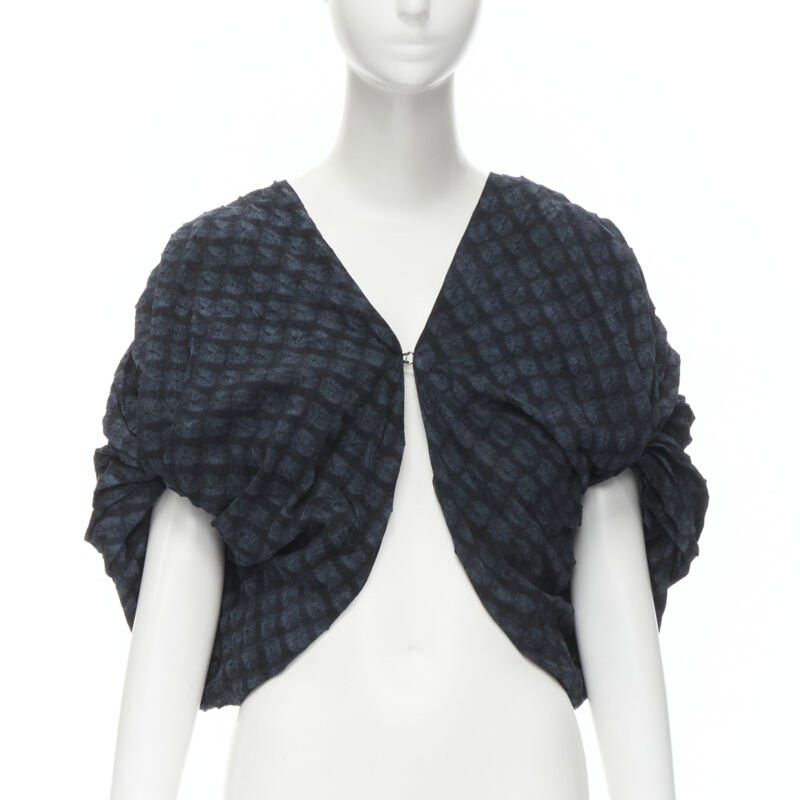 Ports 1961 PORTS 1961 black blue Shibori dyed crinkled voluminous cropped bolero US0 XS Size XS / US 0-2 / IT 36-38 - 1 Thumbnail