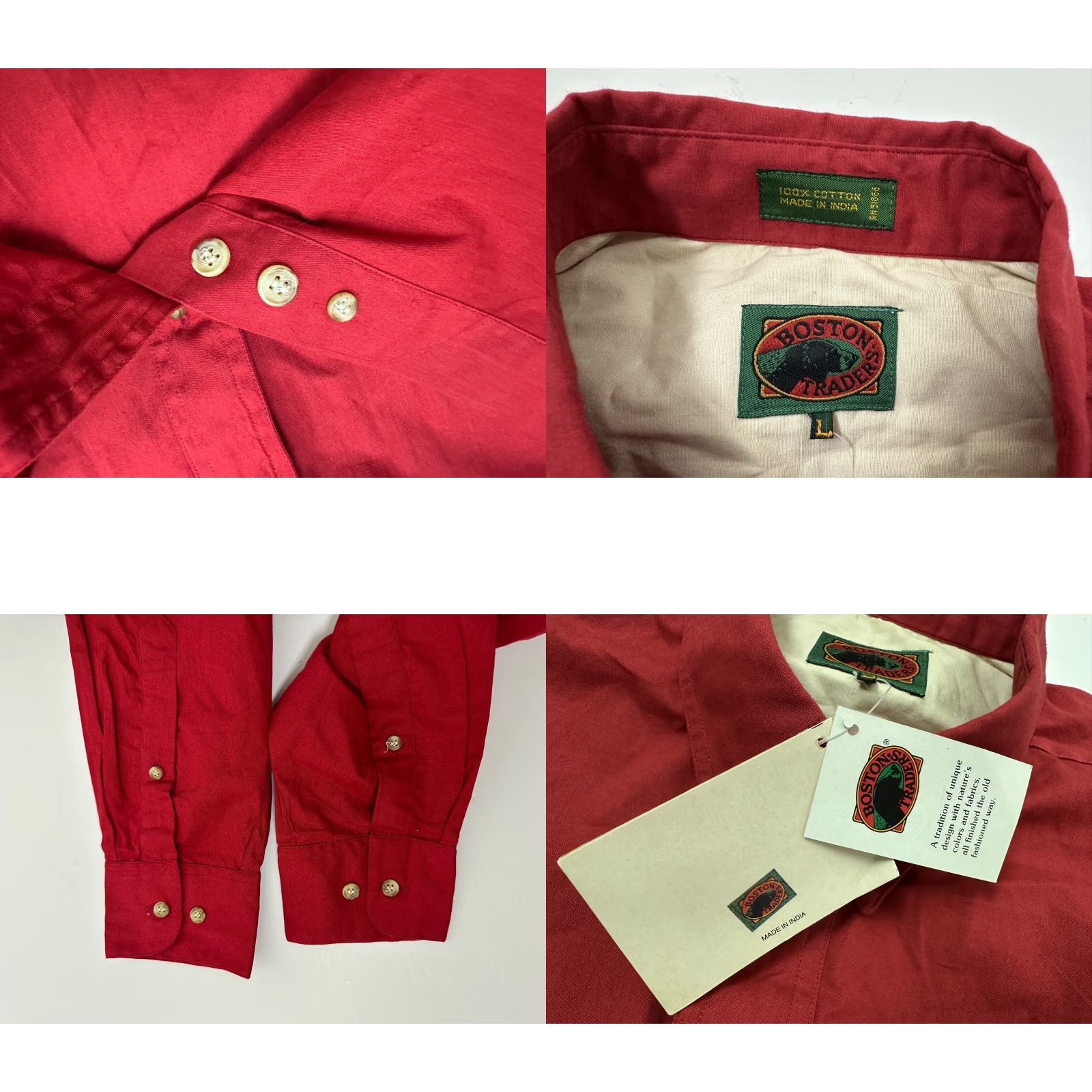 Vintage Vintage Boston Traders Shirt Men L Red Long Sleeve Button-Down Cotton NWT 90s Casual Pockets Size US L / EU 52-54 / 3 - 9 Thumbnail