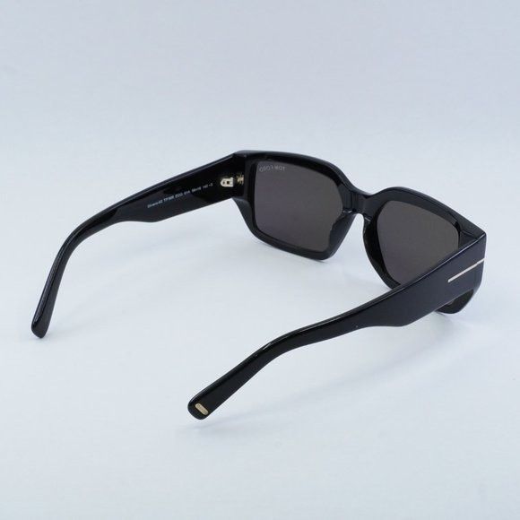 Tom Ford Tom Ford Silvano-02 FT0989 01A Sunglasses Black Rectangle Size ONE SIZE - 8 Thumbnail