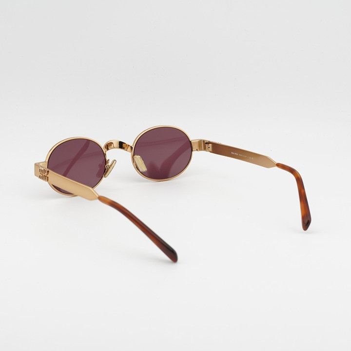 Miu Miu Miu Miu MUB51S 7OE30Y Sunglasses Brass Oval Frame Size ONE SIZE - 5 Thumbnail